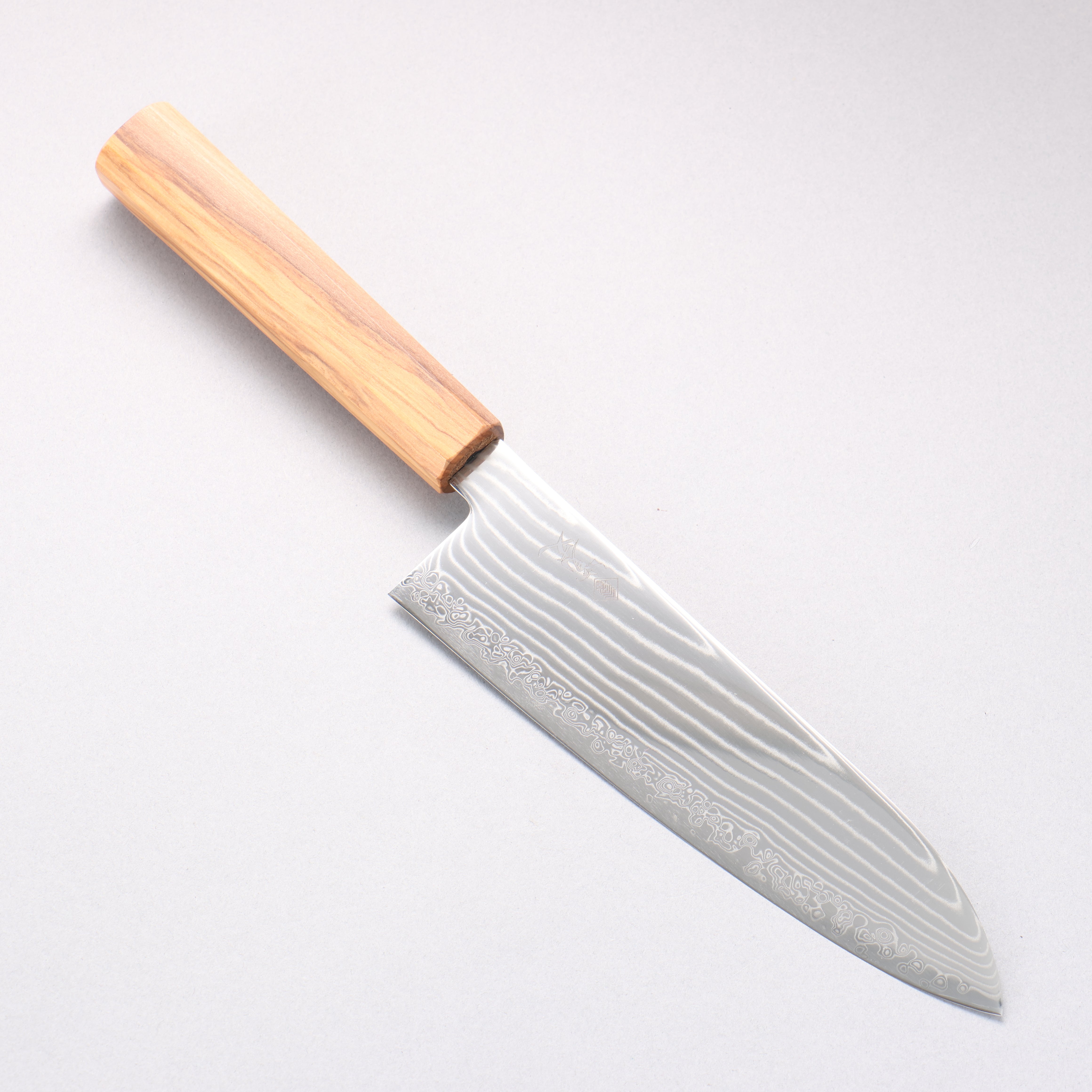 Kanjyo SG2 Damascus Wave Pattern Santoku 180mm Olive tree Handle - Japanny - Best Japanese Knife
