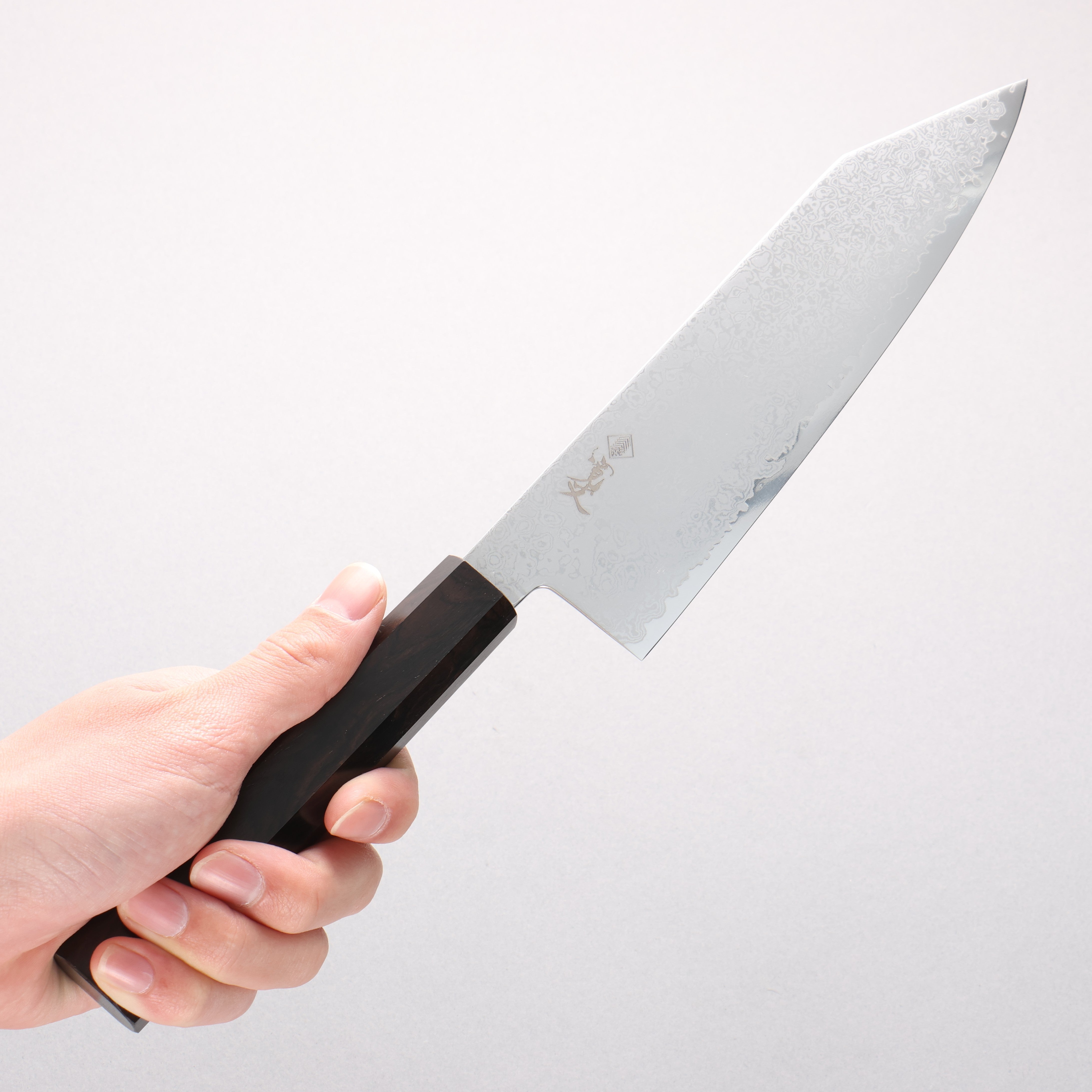 Kanjyo VG10 Damascus Kiritsuke Santoku 180mm Ebony Wood Handle - Japanny - Best Japanese Knife