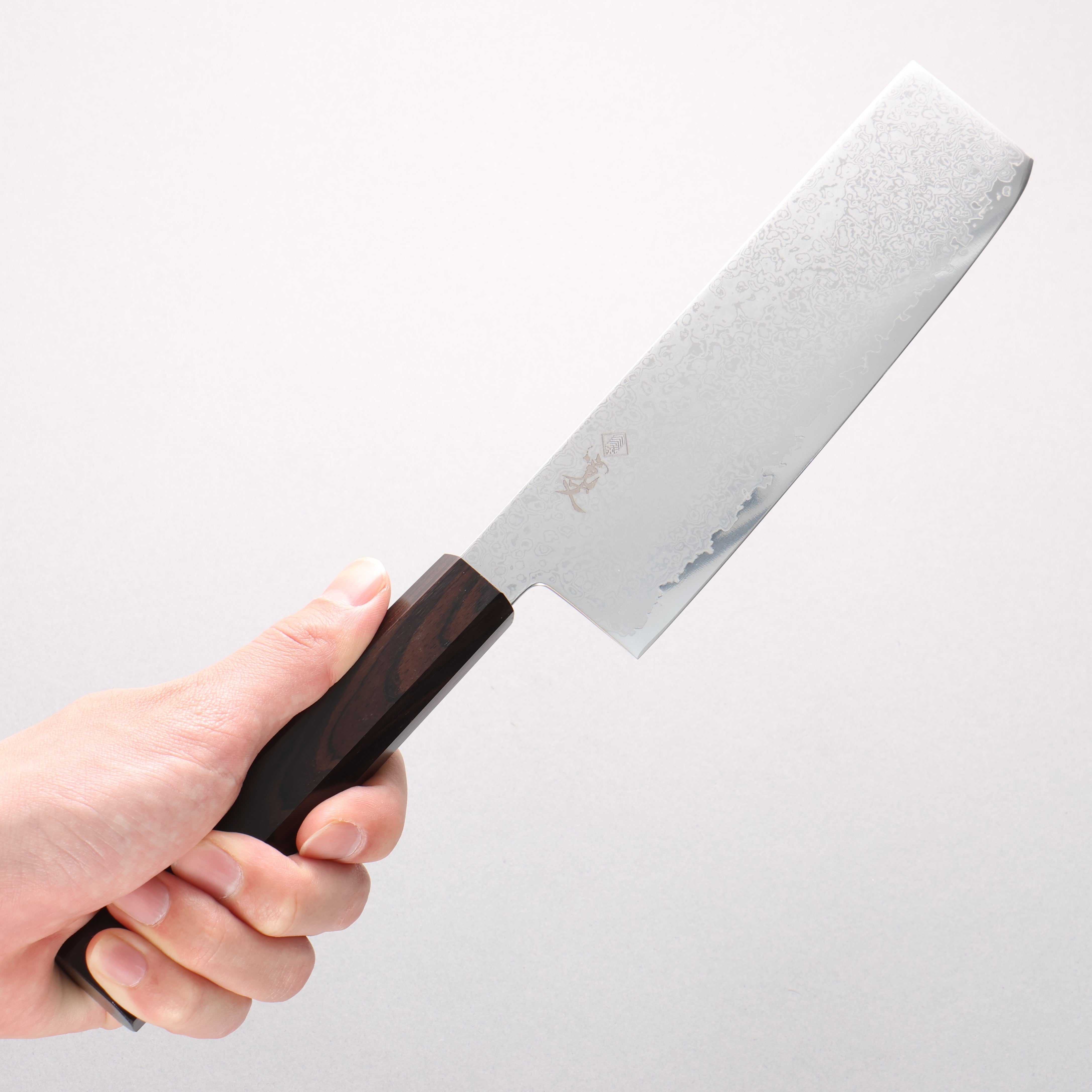 Kanjyo VG10 Damascus Nakiri 175mm Ebony Wood Handle - Japanny - Best Japanese Knife