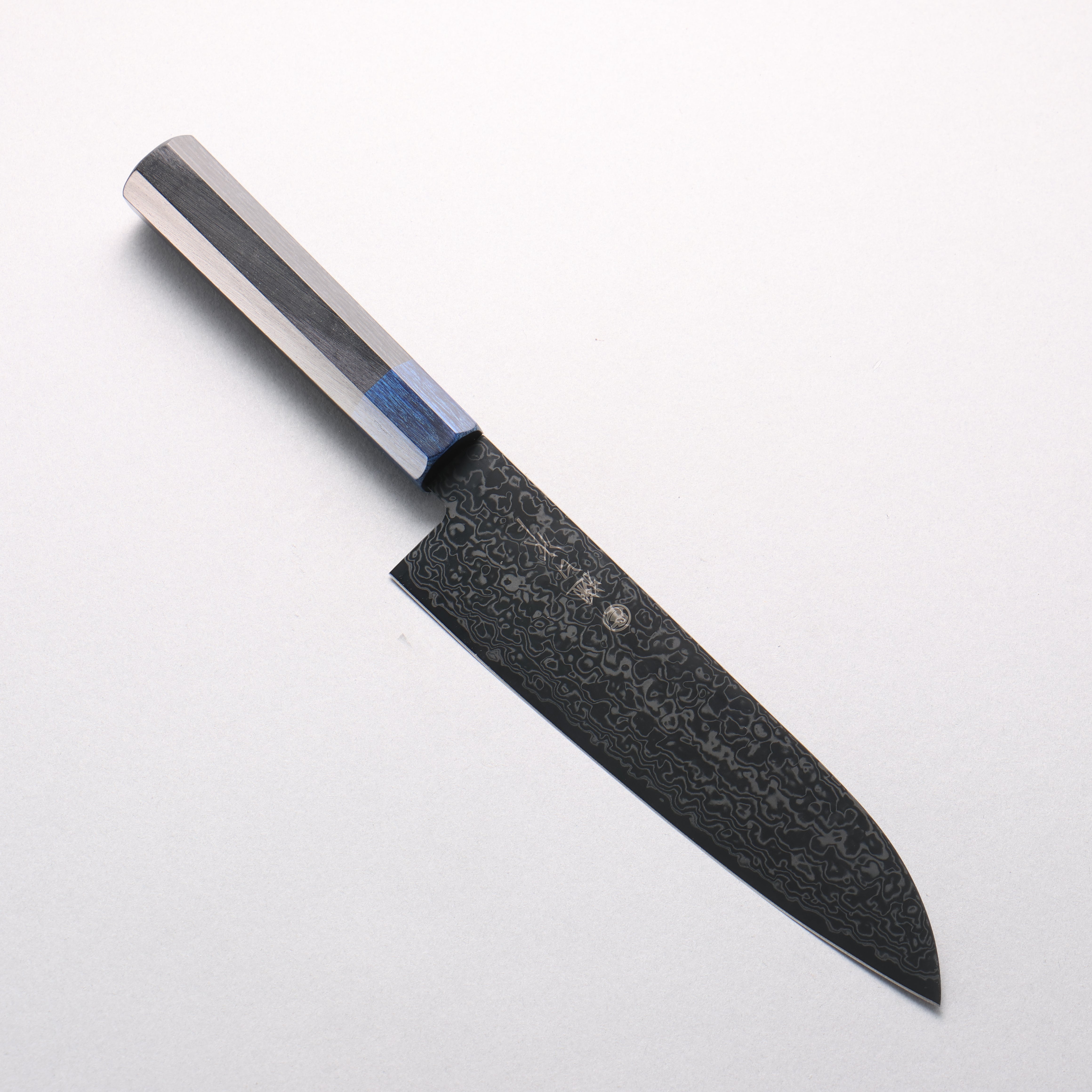 Higuchi SG2 Black Damascus Santoku 180mm Black Pakka wood(ferrule: Navy Pakka wood) Handle - Japanny - Best Japanese Knife