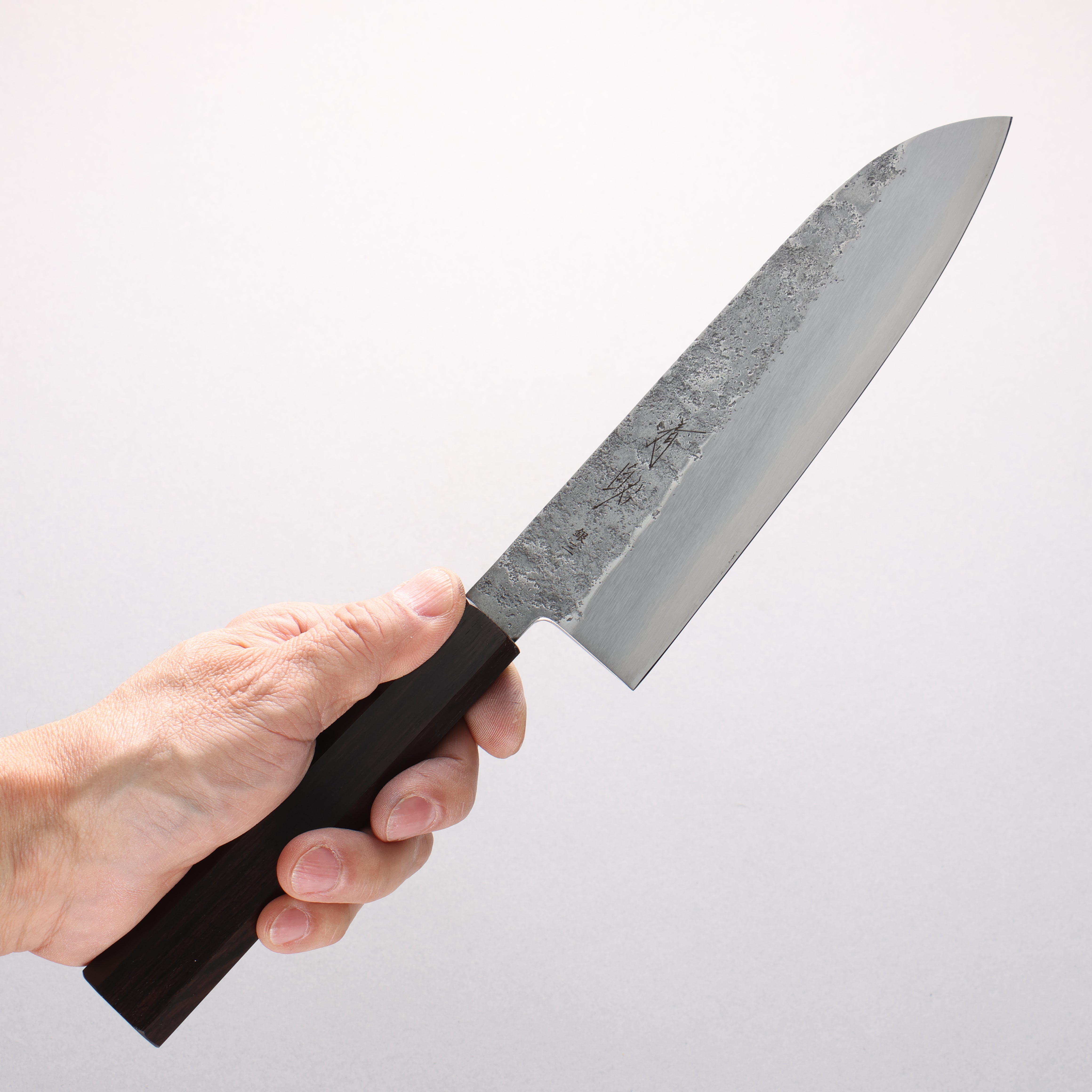 Seisuke Silver Steel No.3 Nashiji Santoku 180mm Ebony Wood Handle - Japanny - Best Japanese Knife