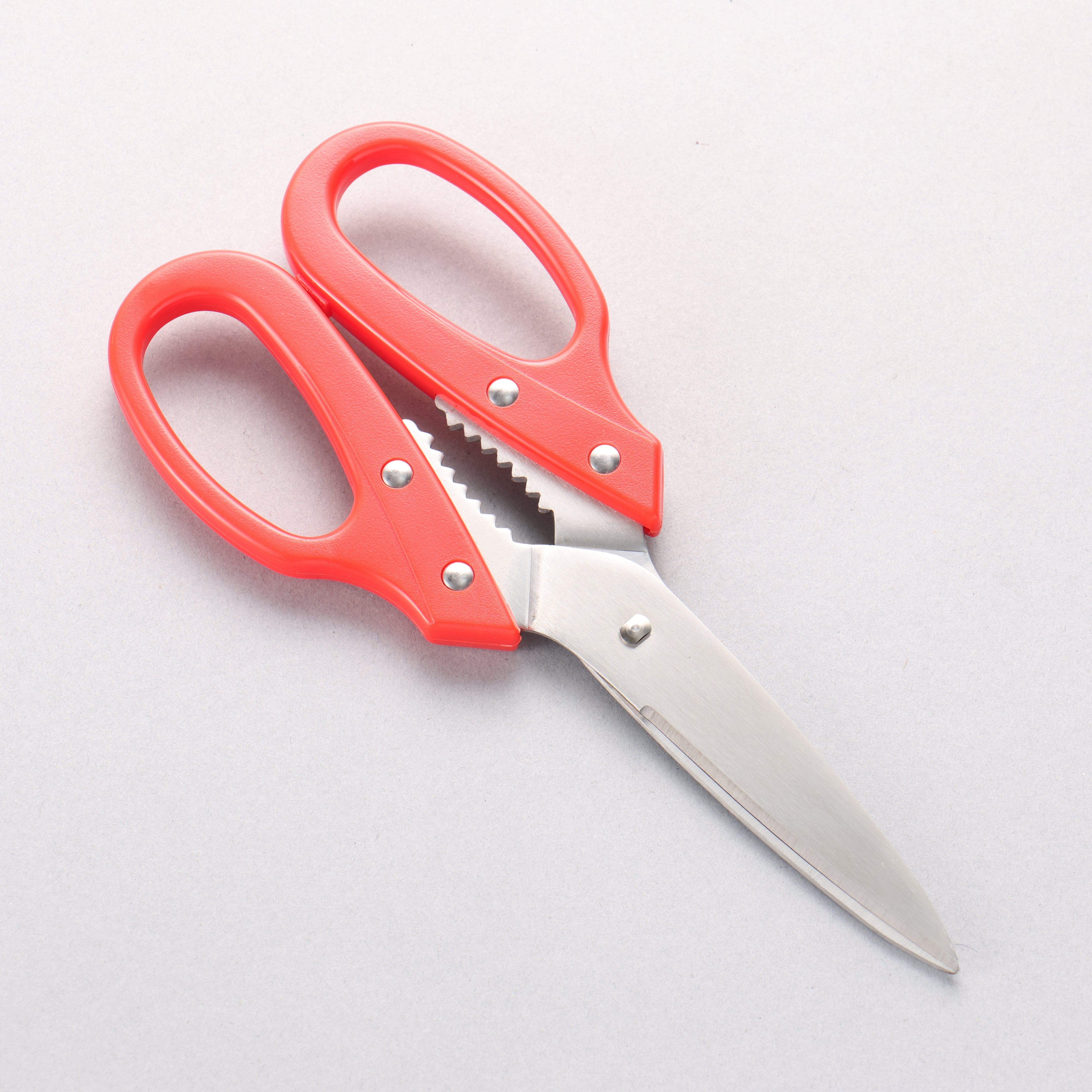 Stainless Steel Kitchen Scissors Red Plastic Handle - Japanny - Best Japanese Knife