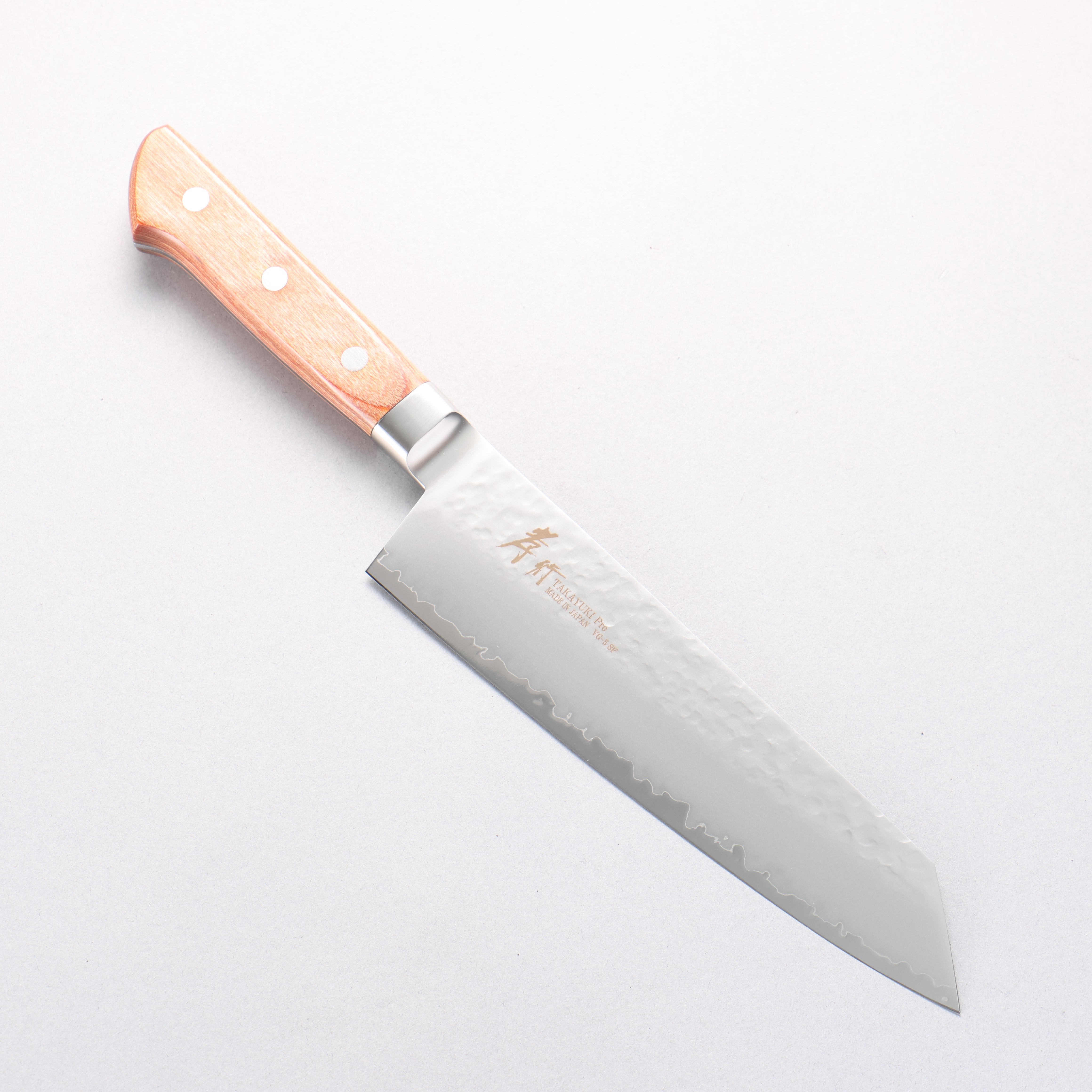 Sakai Takayuki VG5 Hammered Kiritsuke Gyuto 190mm Brown Pakka wood Handle - Japanny - Best Japanese Knife