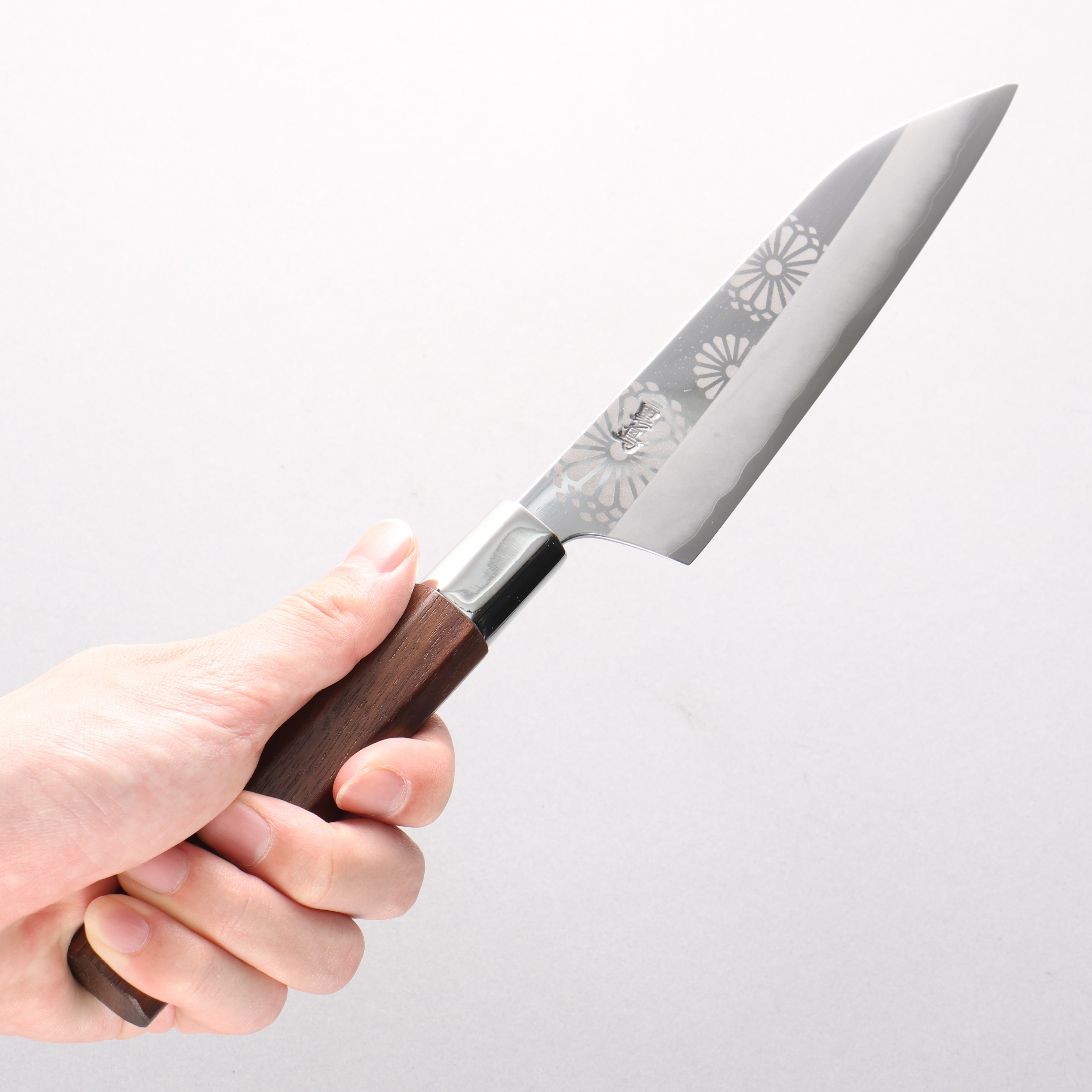 Kurotori Silver Steel No.3 Migaki Finished Petty-Utility 150mm Walnut Handle Kiku - Japanny - Best Japanese Knife