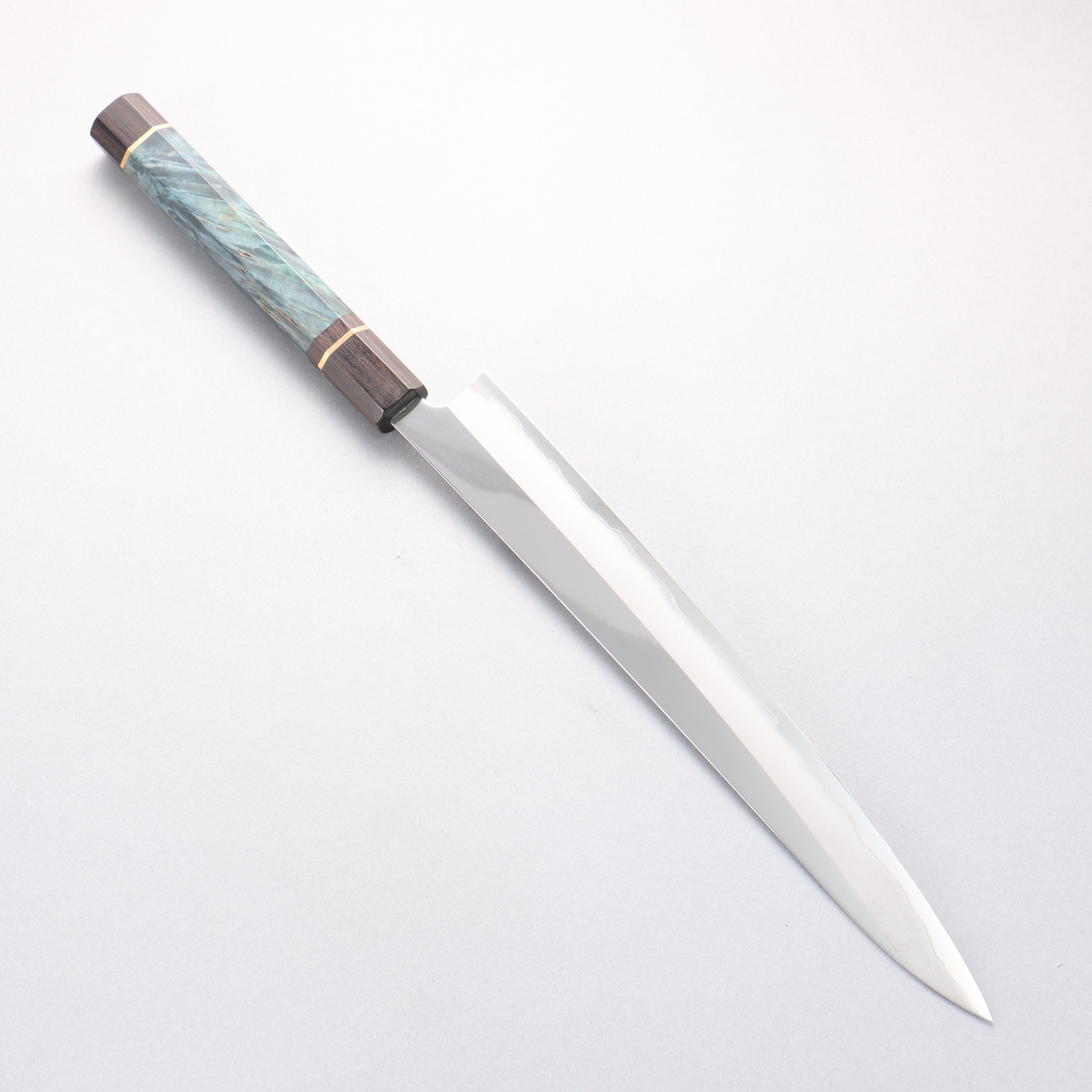 Kurotori Silver Steel No.3 Migaki Finished Yanagiba 300mm Blue Stabilized Wood Handle - Japanny - Best Japanese Knife