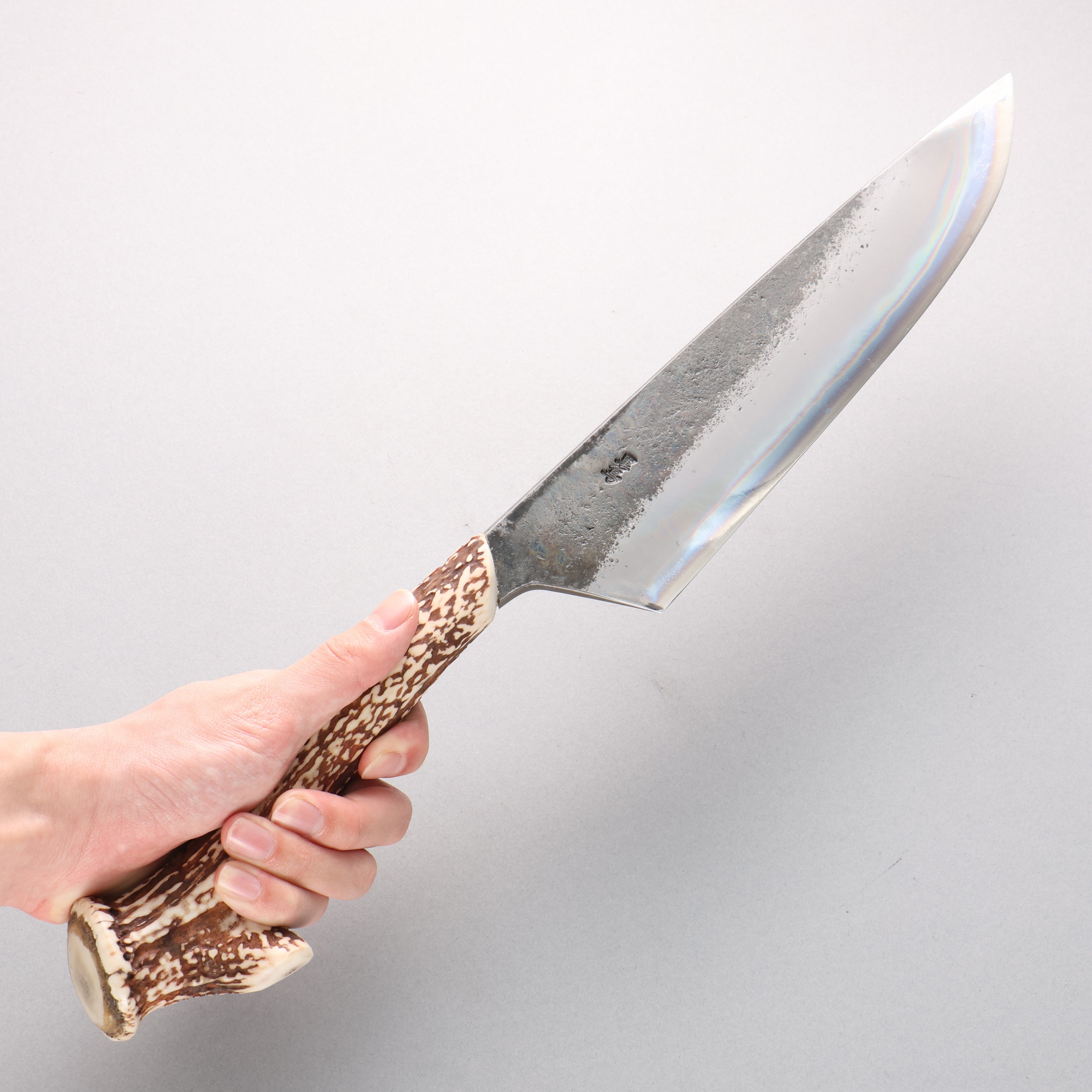 Kurotori Blue Steel No.2 Black Finished Kitchen Knife 240mm White Deer Horn Handle - Japanny - Best Japanese Knife