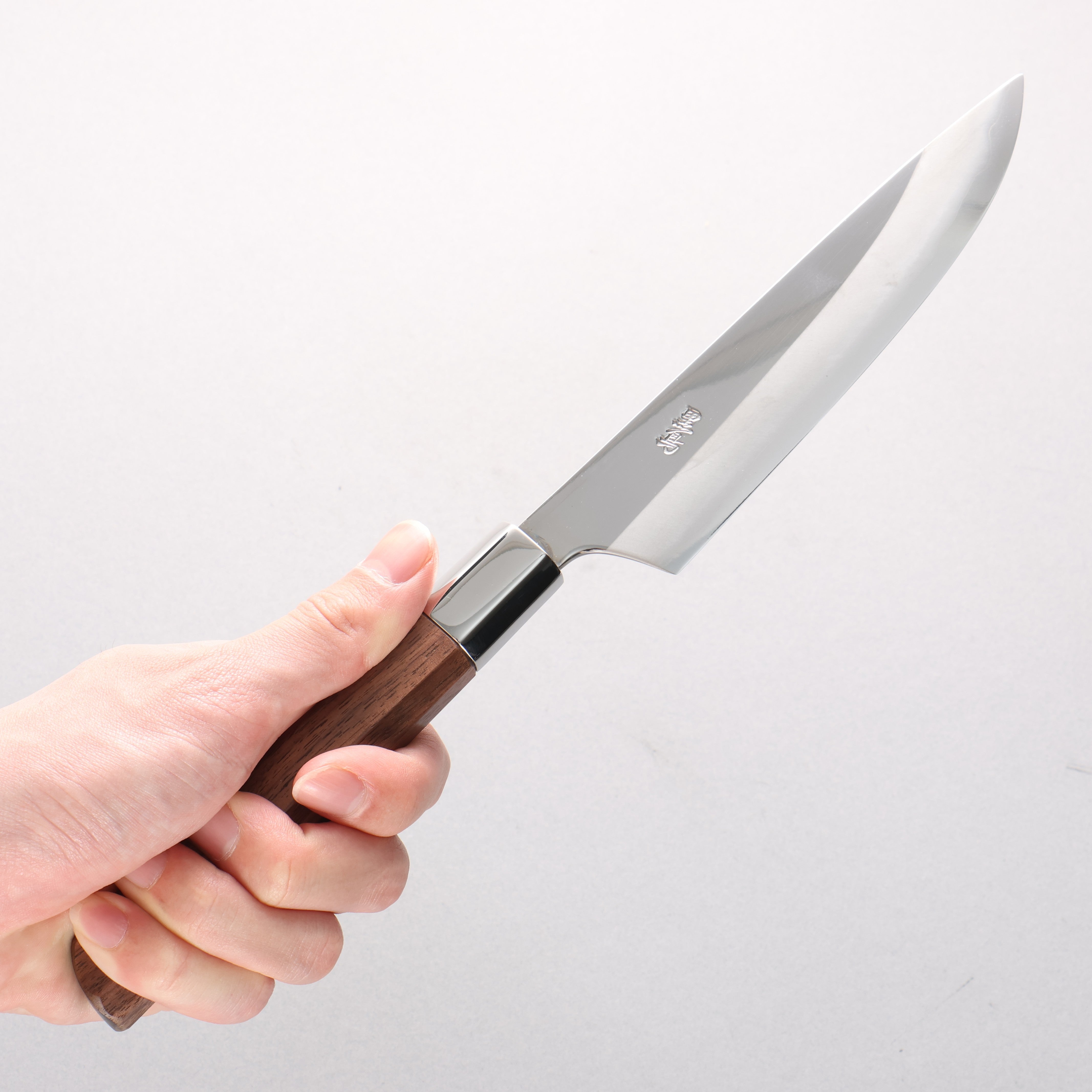 Kurotori Octagonal Silver Steel No.3 Migaki Finished Petty-Utility 150mm Walnut Handle with Sheath - Japanny - Best Japanese Knife