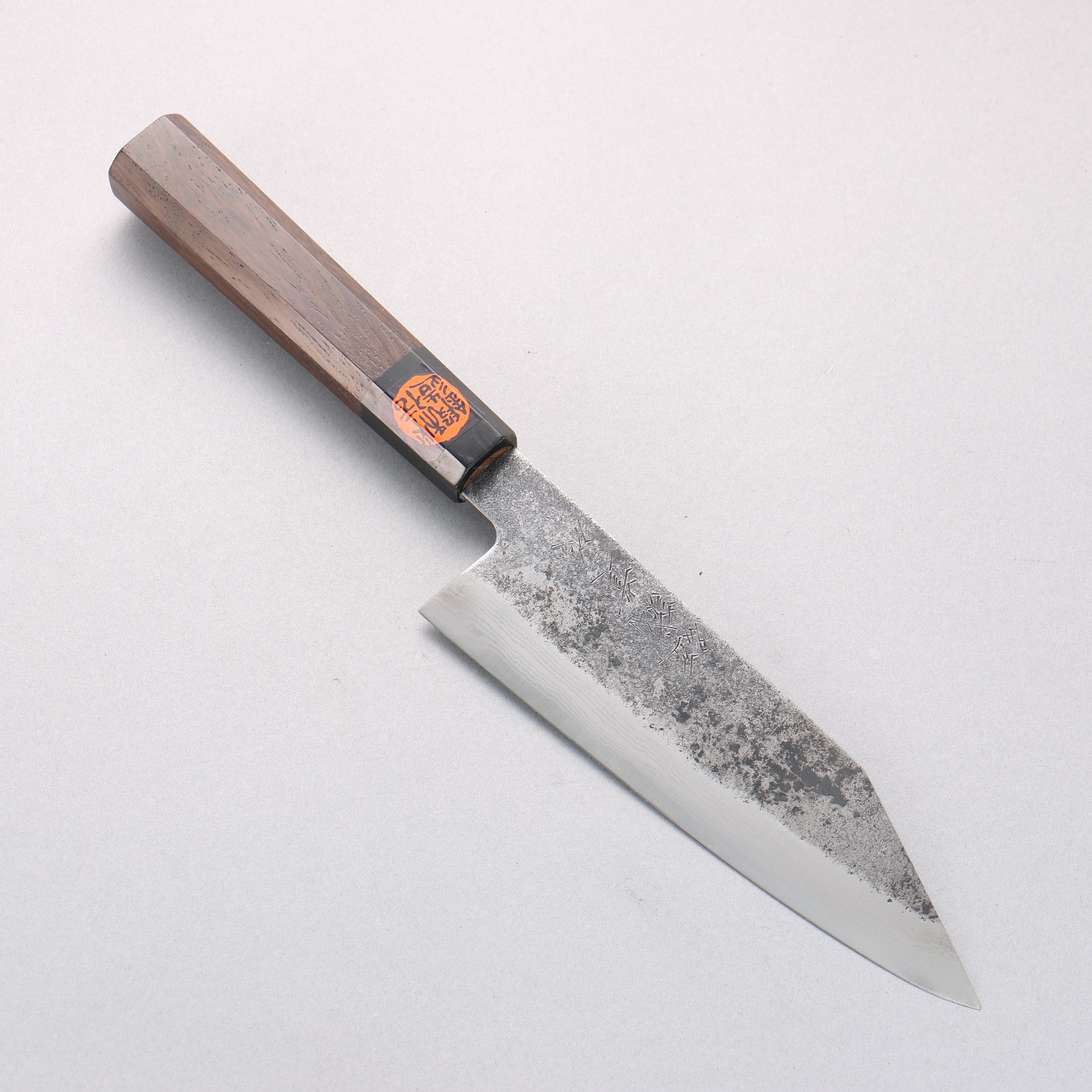 Shigeki Tanaka TEKKA Blue Steel No.2 Kurouchi Damascus Kiritsuke Santoku 170mm Walnut Handle