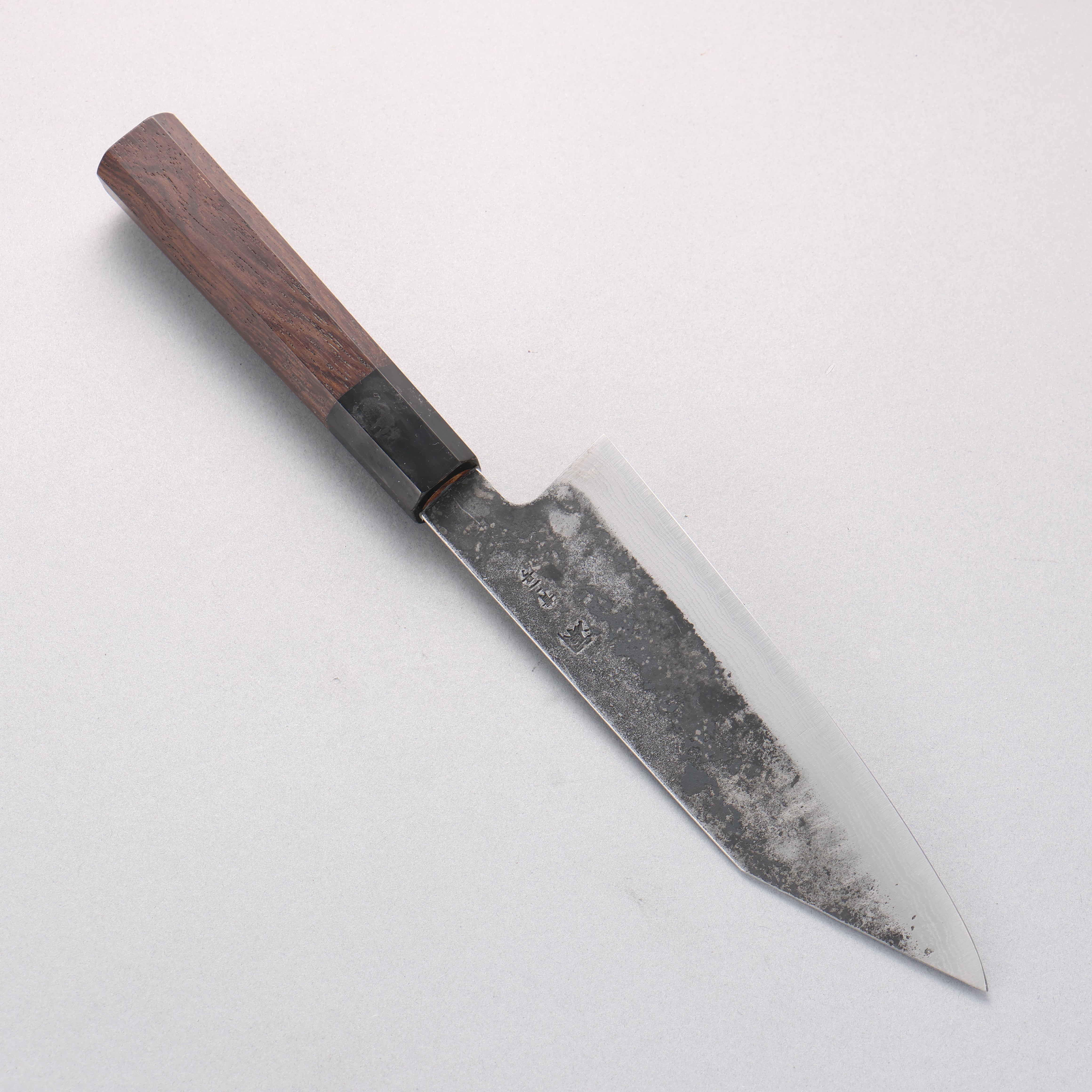 Shigeki Tanaka TEKKA Blue Steel No.2 Kurouchi Damascus Kiritsuke Santoku 170mm Walnut Handle