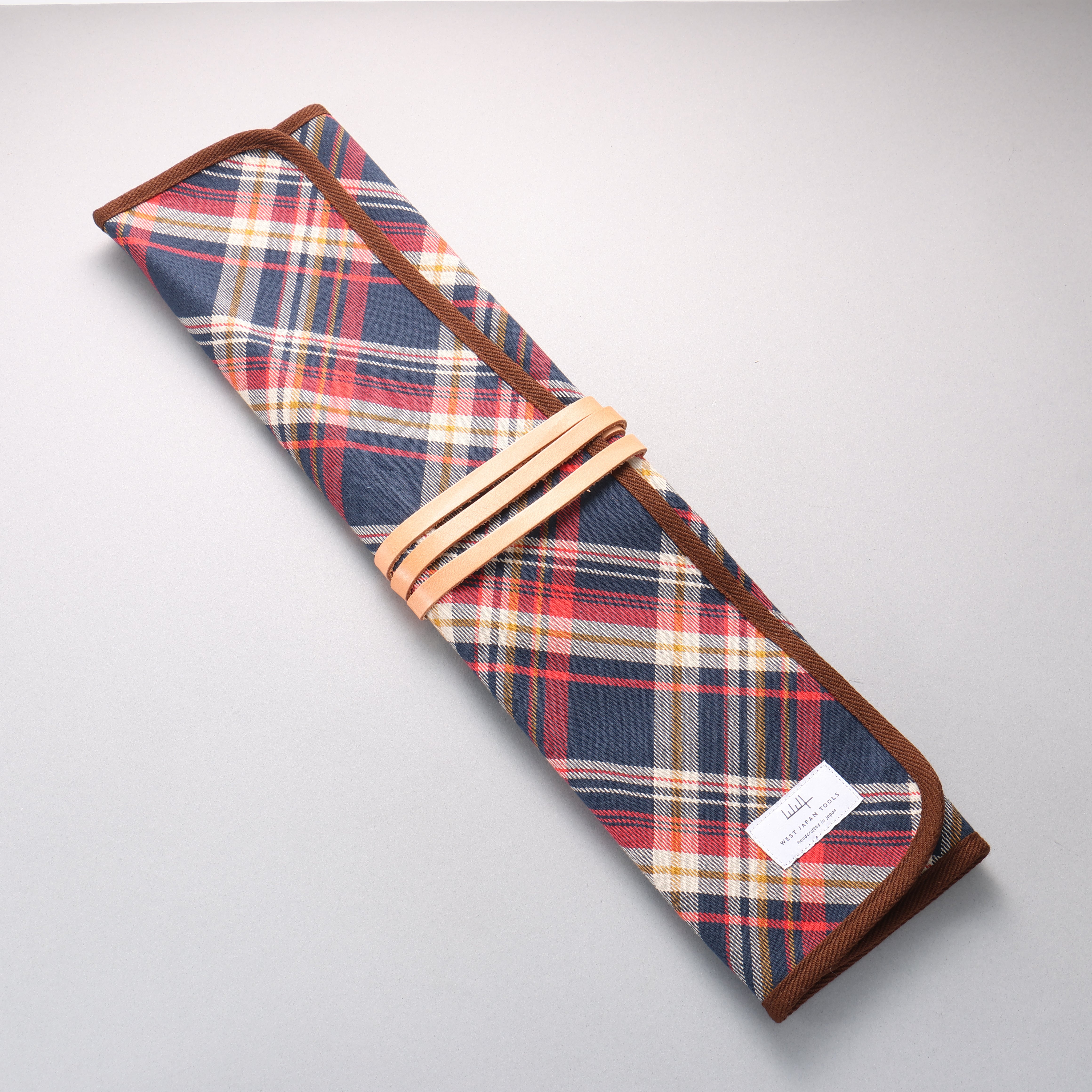 West Japan Tools Knife roll with 3 pockets Cloth Plaid 390mm x 510mm - Japanny - Best Japanese Knife