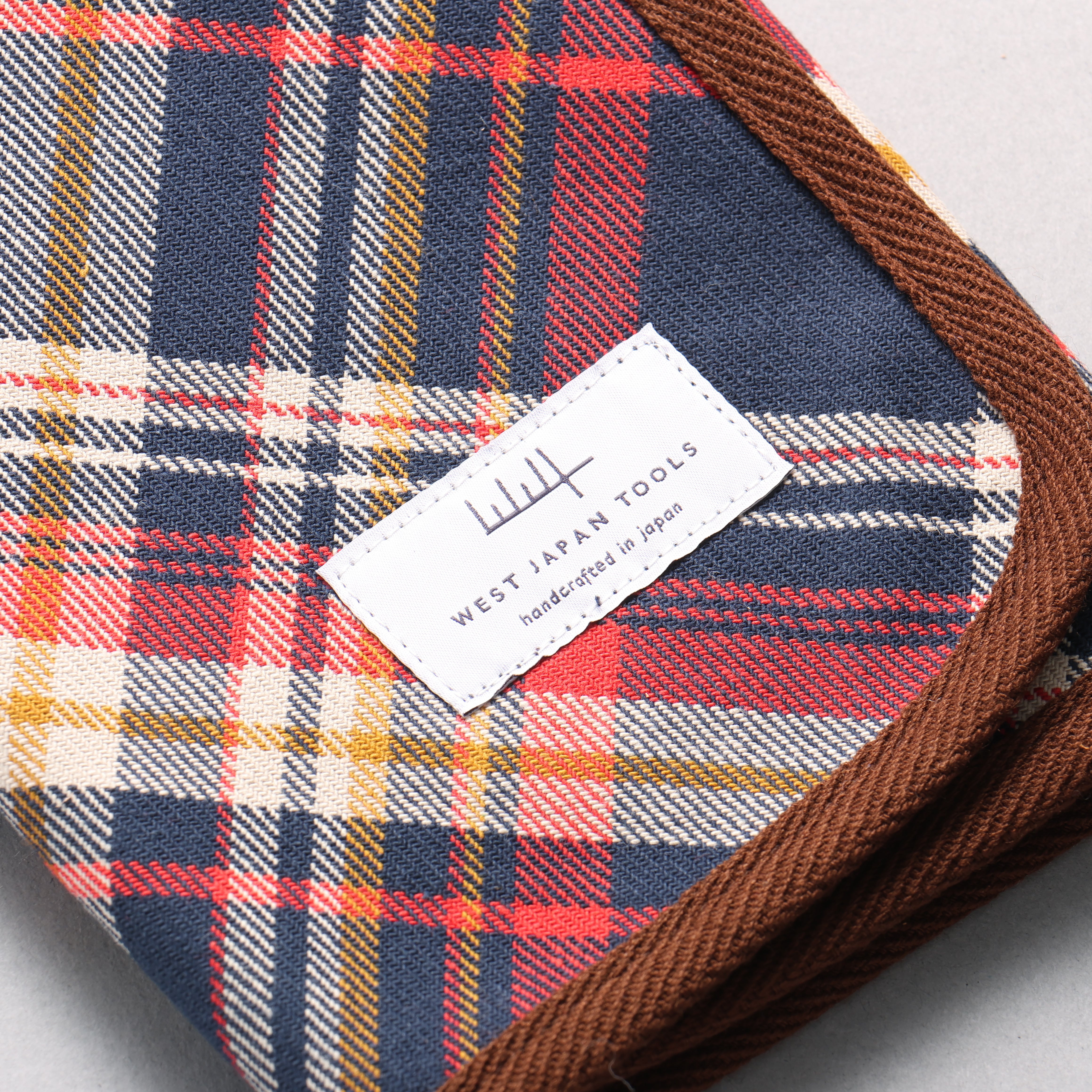 West Japan Tools Knife roll with 3 pockets Cloth Plaid 390mm x 510mm - Japanny - Best Japanese Knife