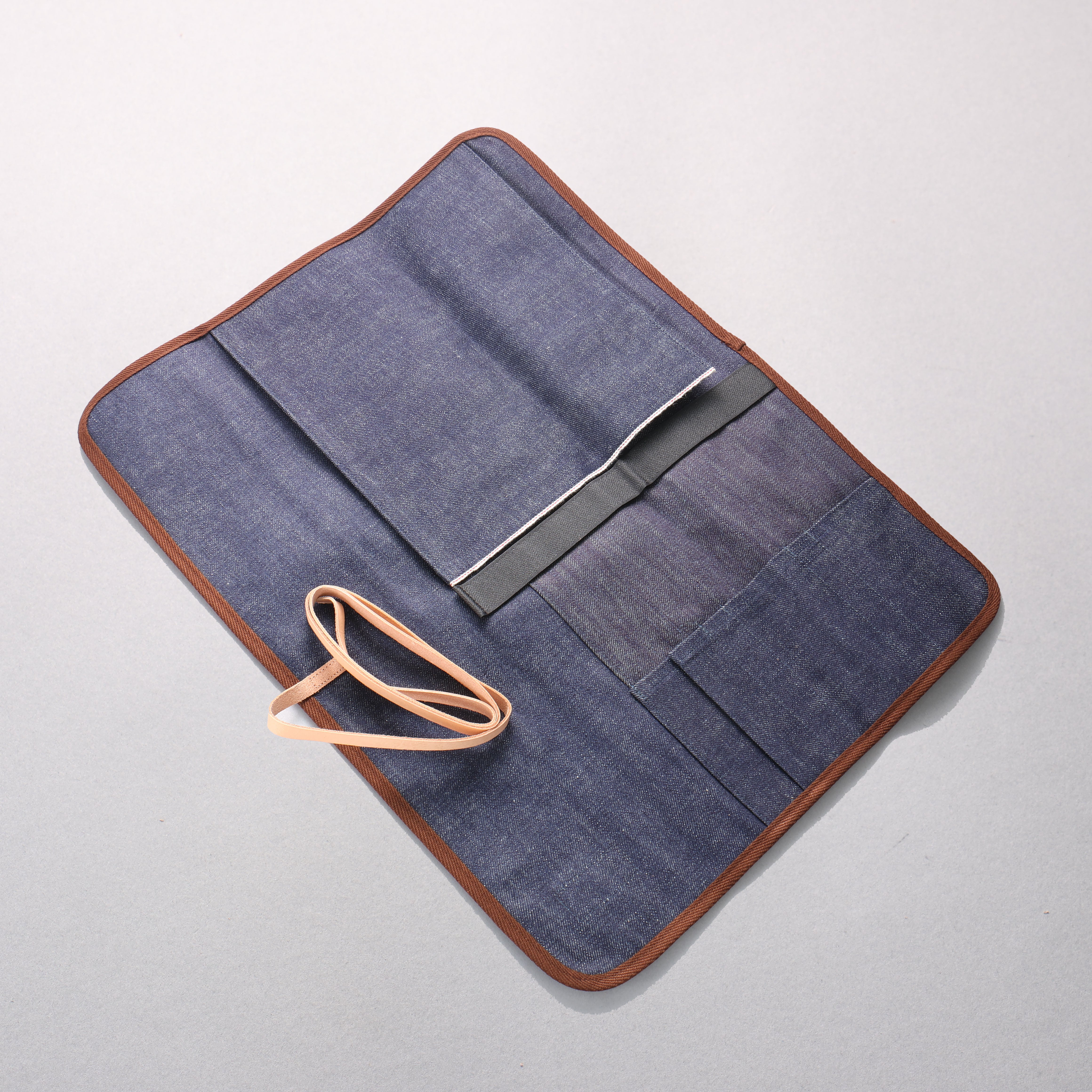 West Japan Tools Knife roll with 3 pockets Cloth Denim 390mm x 510mm - Japanny - Best Japanese Knife