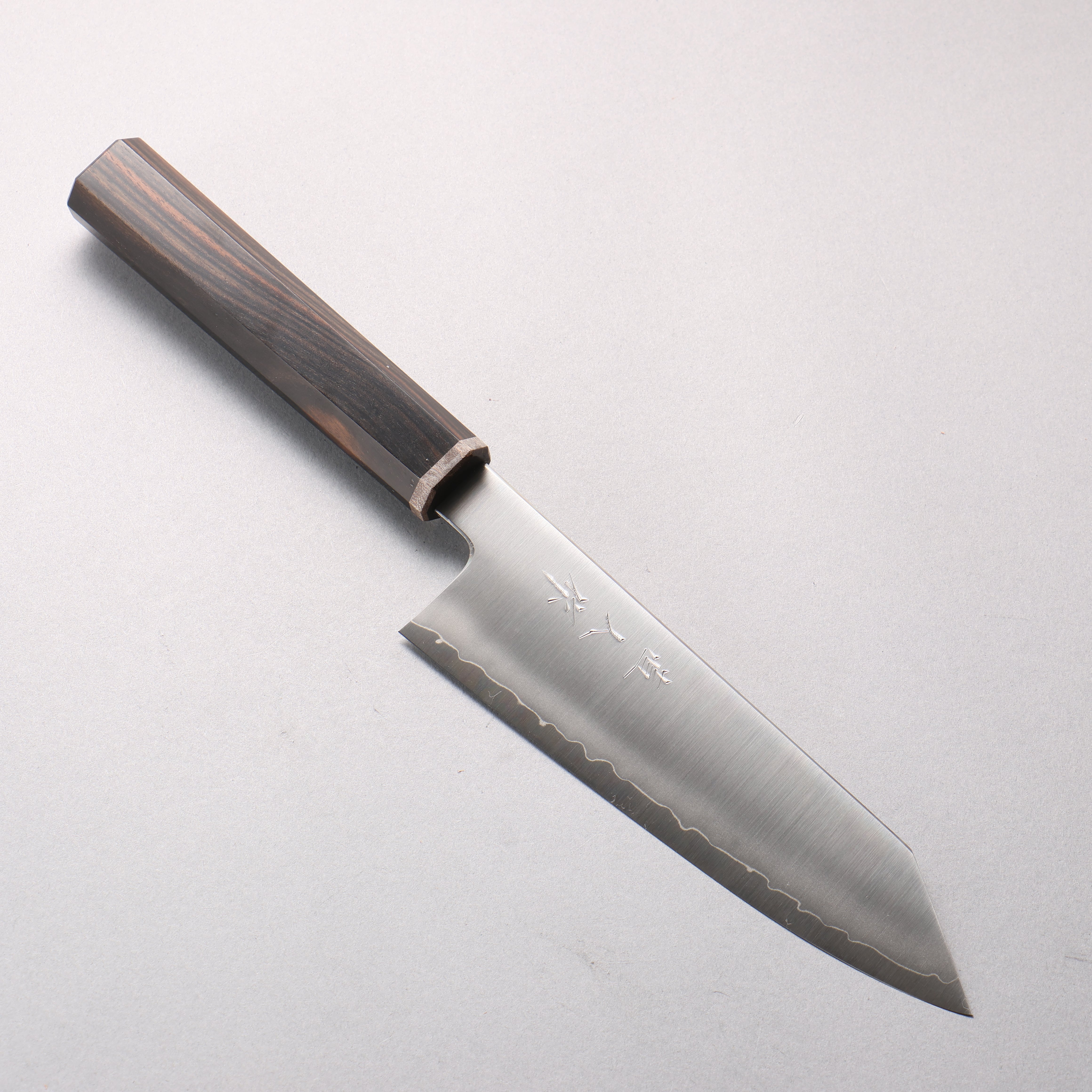 Naohito Myojin Cobalt Special Steel Bunka 170mm Striped Ebony (Narrow Ferrule: Black Stabilized Wood) Handle - Japanny - Best Japanese Knife