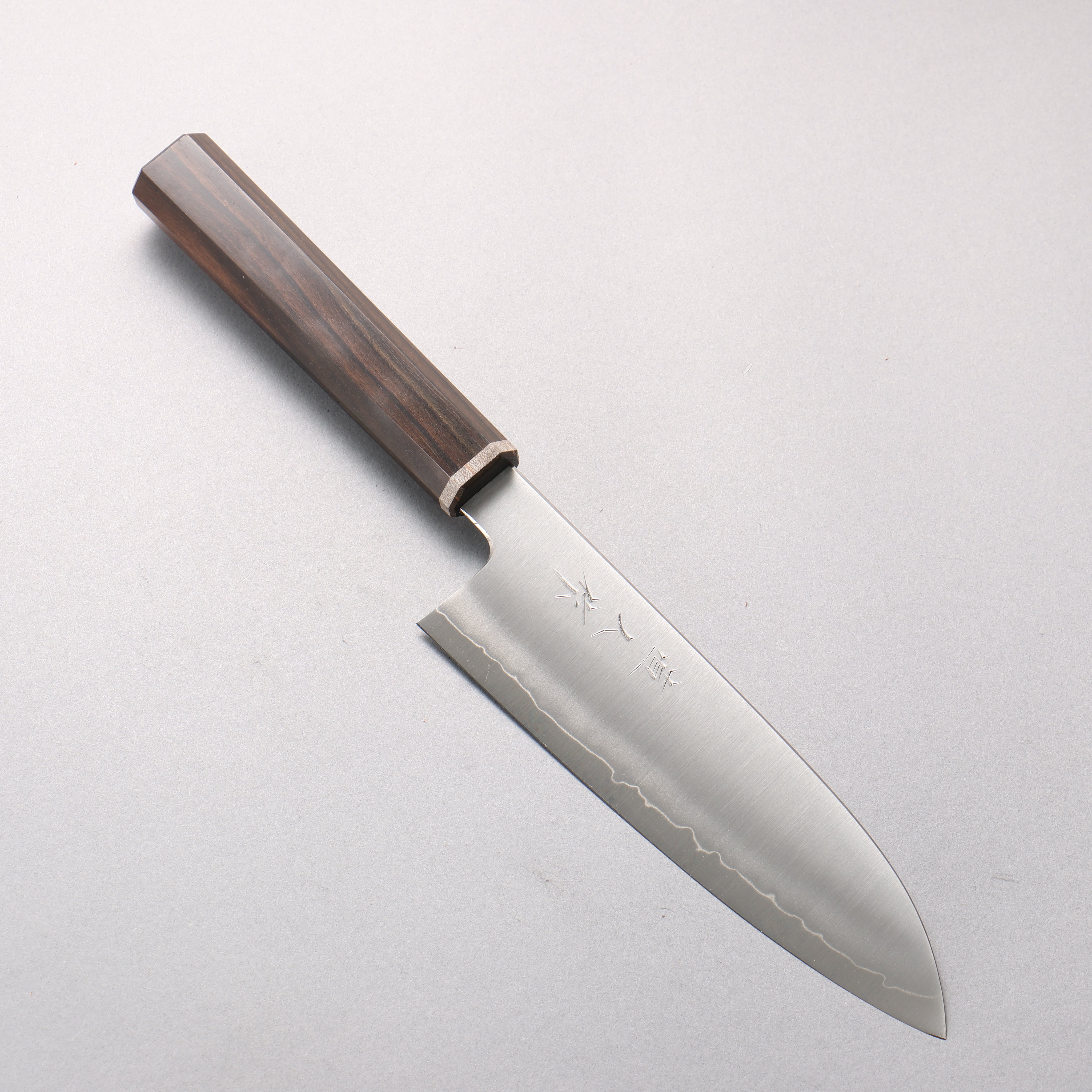 Naohito Myojin Cobalt Special Steel Santoku 170mm Striped Ebony (Narrow Ferrule: Black Stabilized Wood) Handle - Japanny - Best Japanese Knife