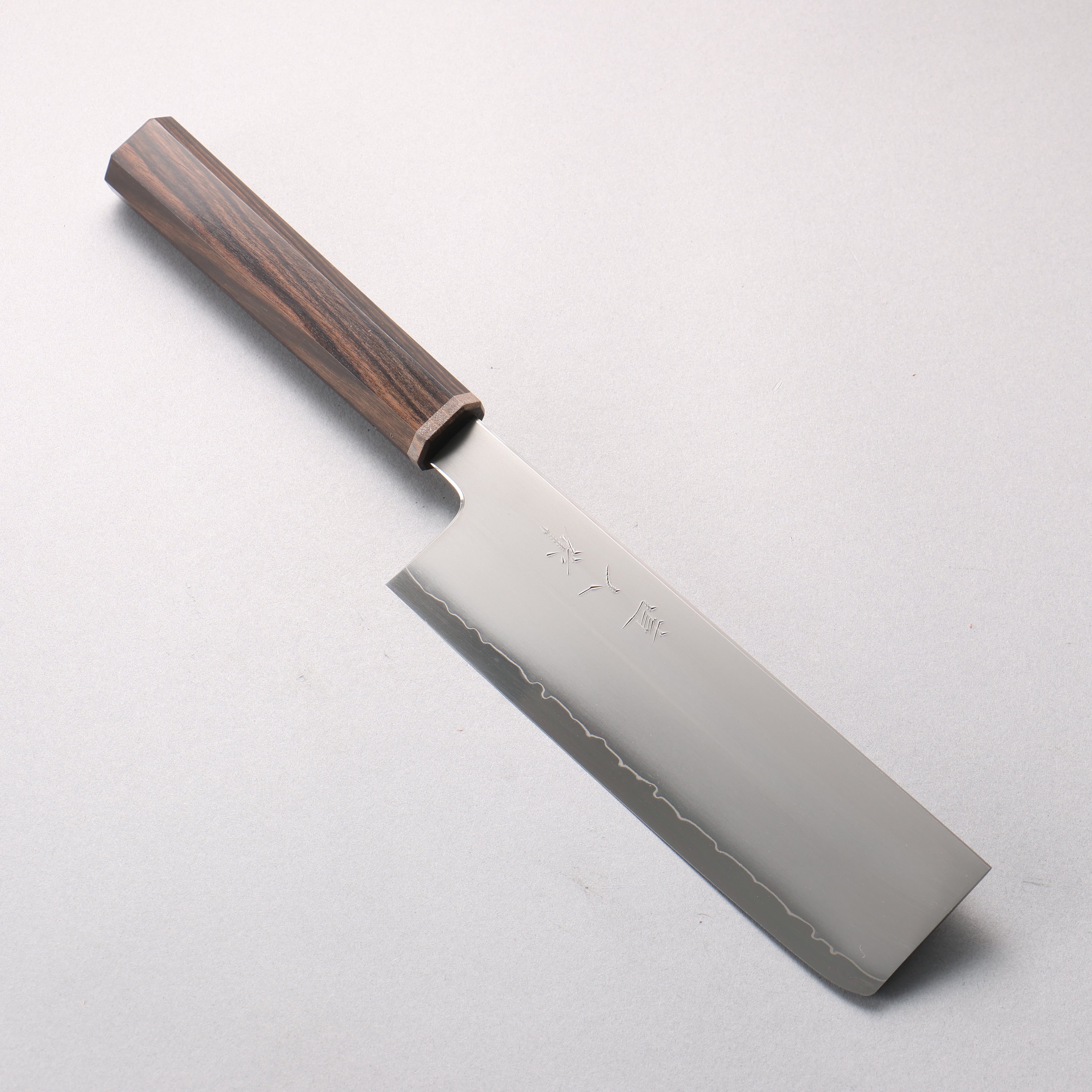 Naohito Myojin SG2 Kasumitogi Nakiri 170mm Striped Ebony (Narrow Ferrule: Black Stabilized Wood) Handle - Japanny - Best Japanese Knife