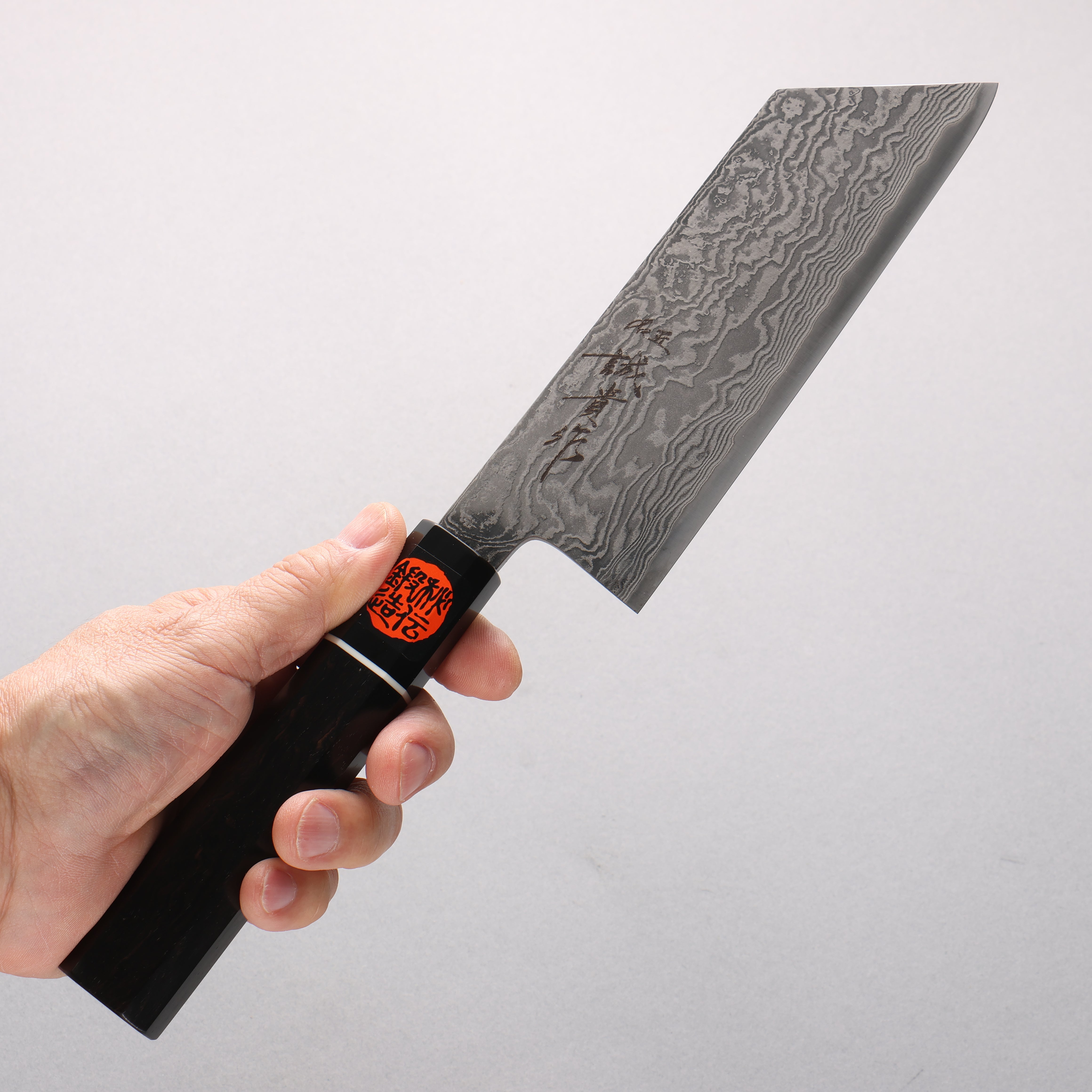 Shigeki Tanaka Habakiri SG2 Damascus Nakiri 165mm Ebony Wood (ferrule: Black Water Buffalo Horn) Handle - Japanny - Best Japanese Knife