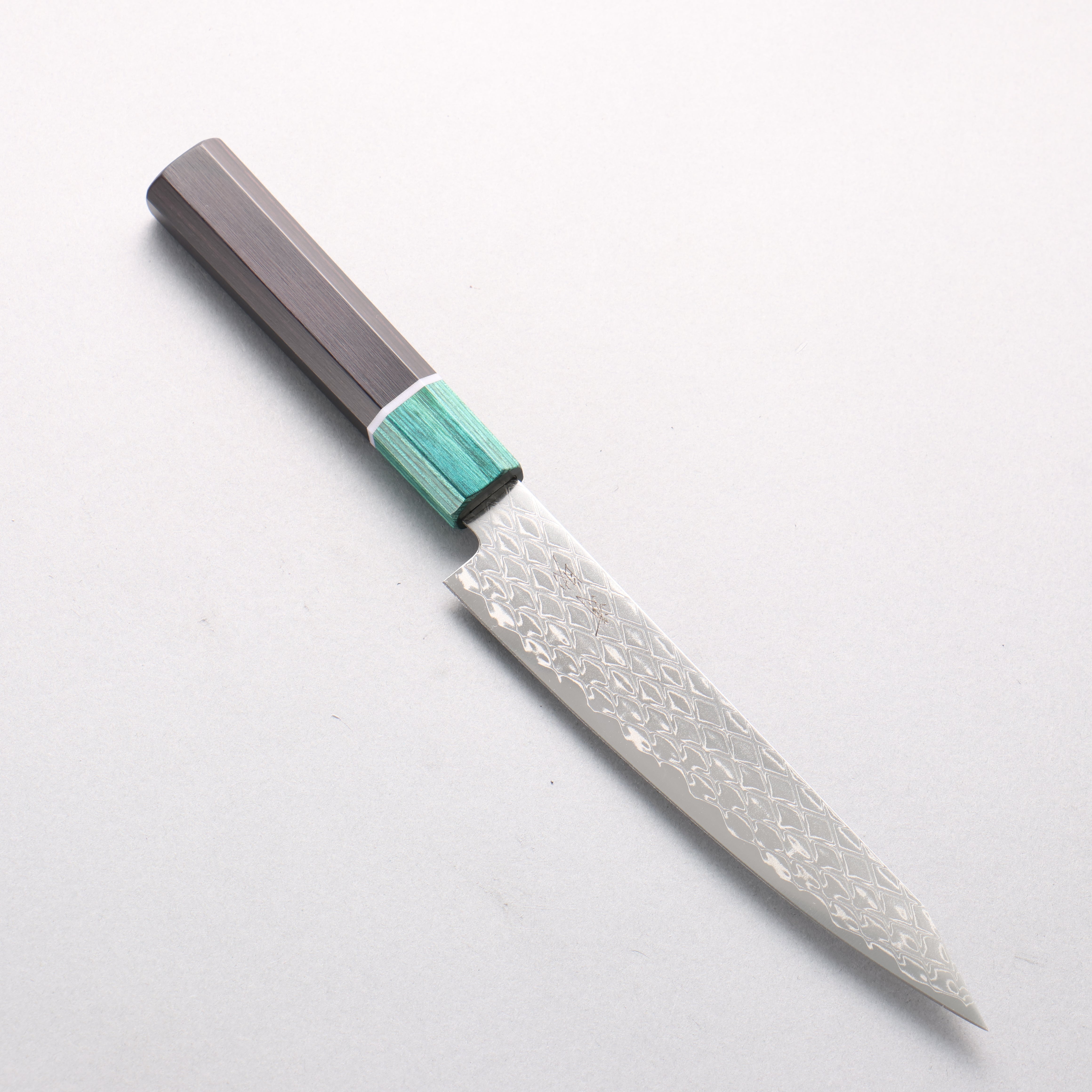 Seisuke AUS10 Mirror Crossed Kiritsuke Petty-Utility 150mm Black Pakka wood(ferrule: Green Pakka wood) Handle - Japanny - Best Japanese Knife