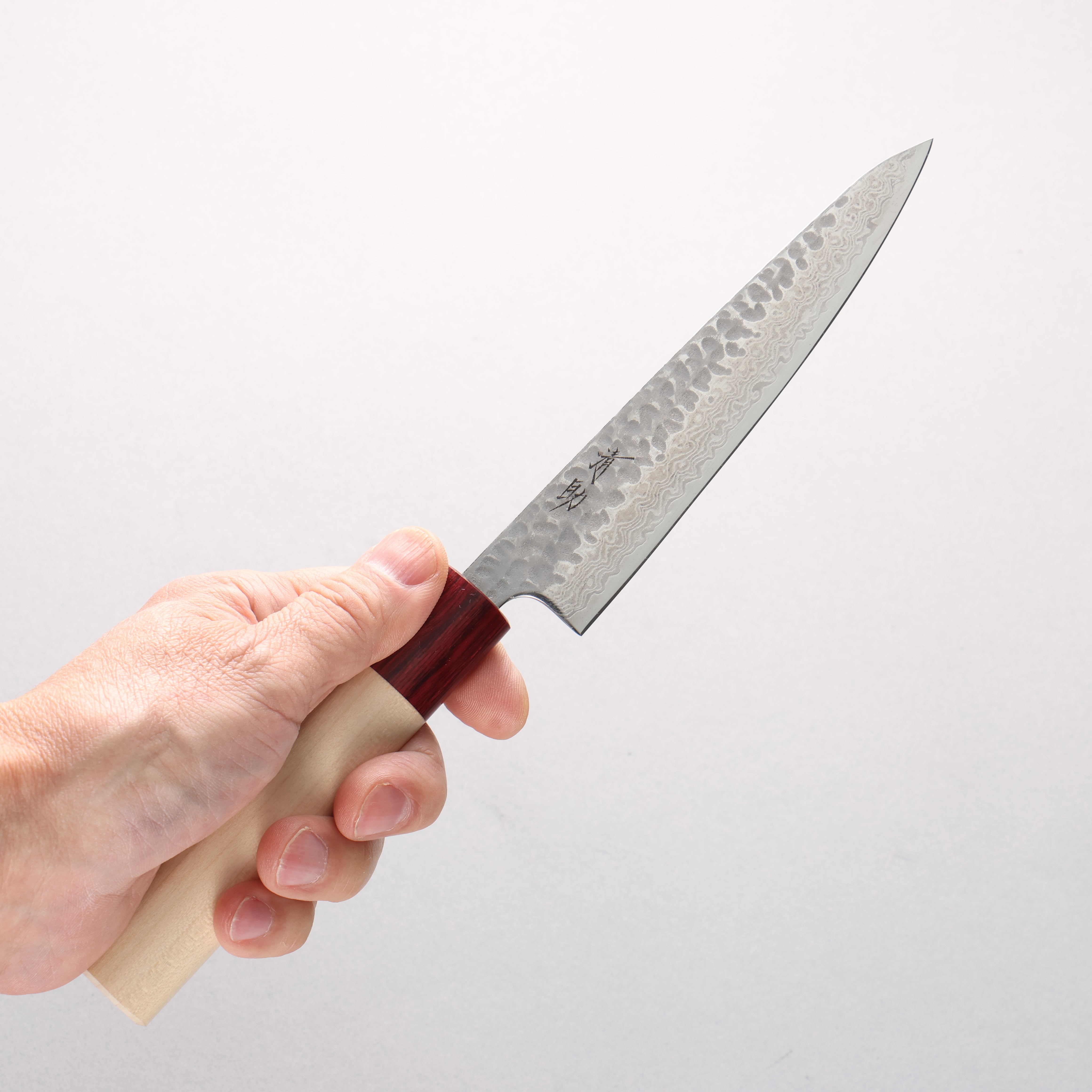 Seisuke Geppaku Silver Steel No.3 Hammered Damascus Petty-Utility 135mm Magnolia Handle - Japanny - Best Japanese Knife