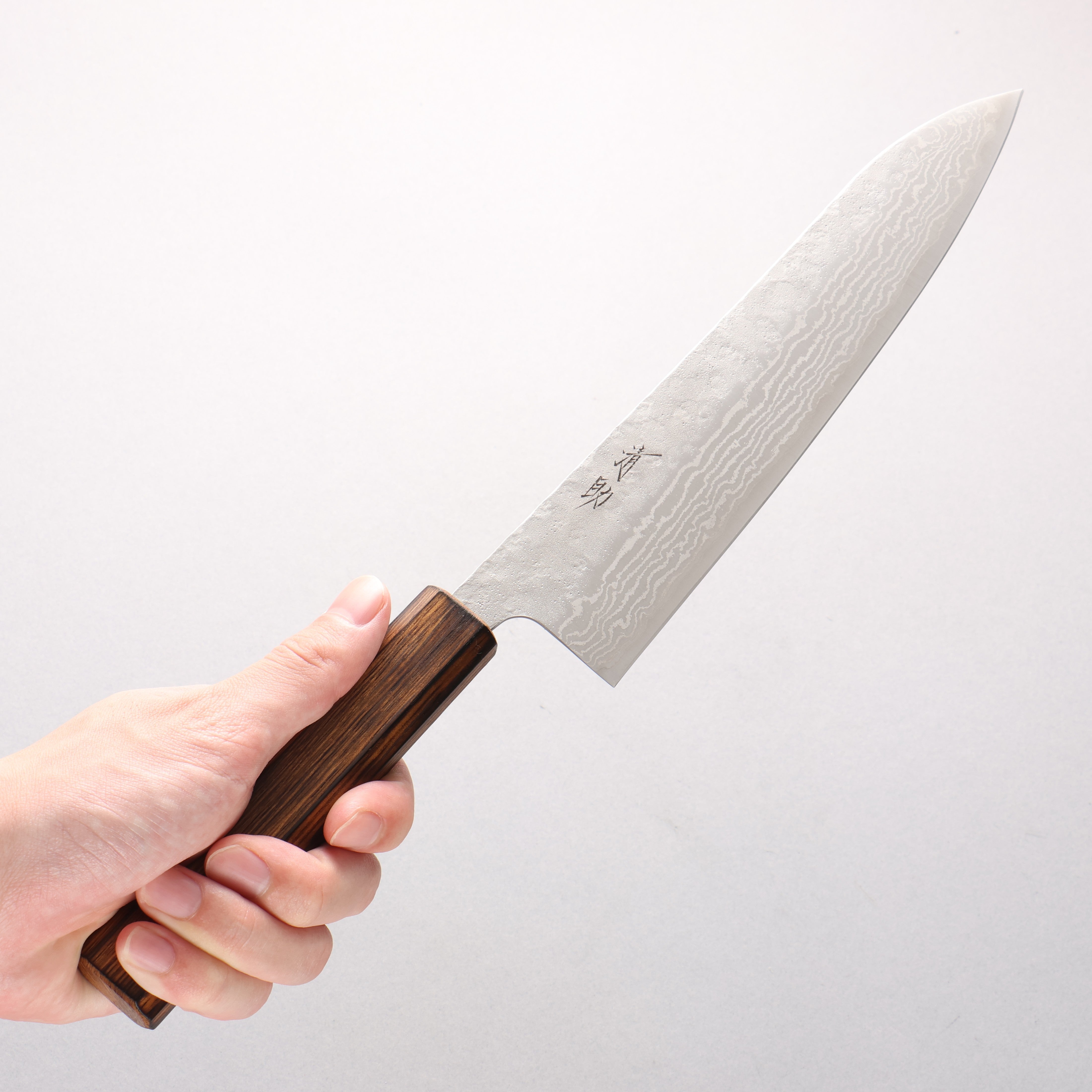 Seisuke Stainless Steel 440C Hammered Damascus Gyuto 210mm Oak Handle