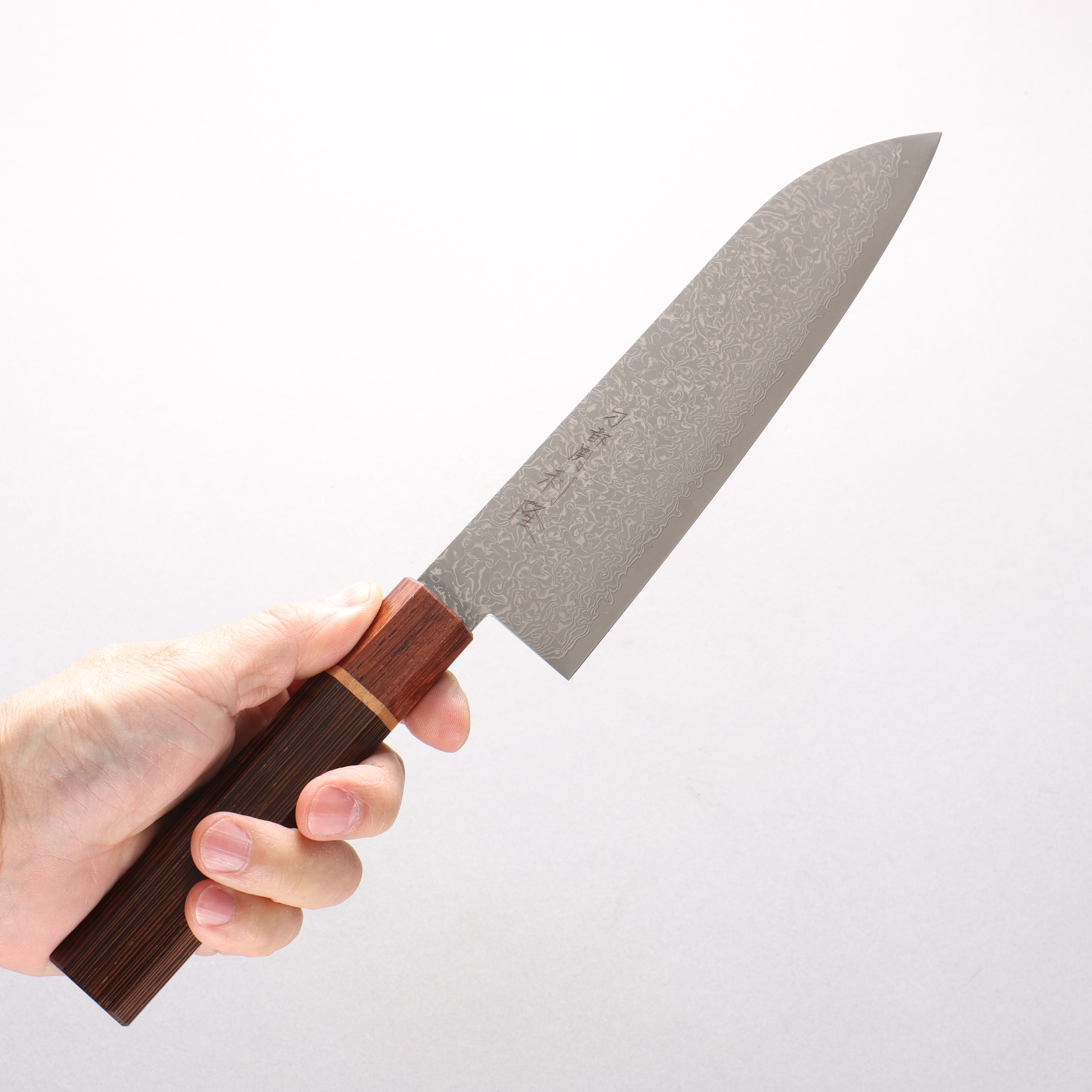 Toshitaka VG10 65 Layer Damascus Santoku 180mm Wenge with Cherry Ring (ferrule: Rosewood) Handle - Japanny - Best Japanese Knife