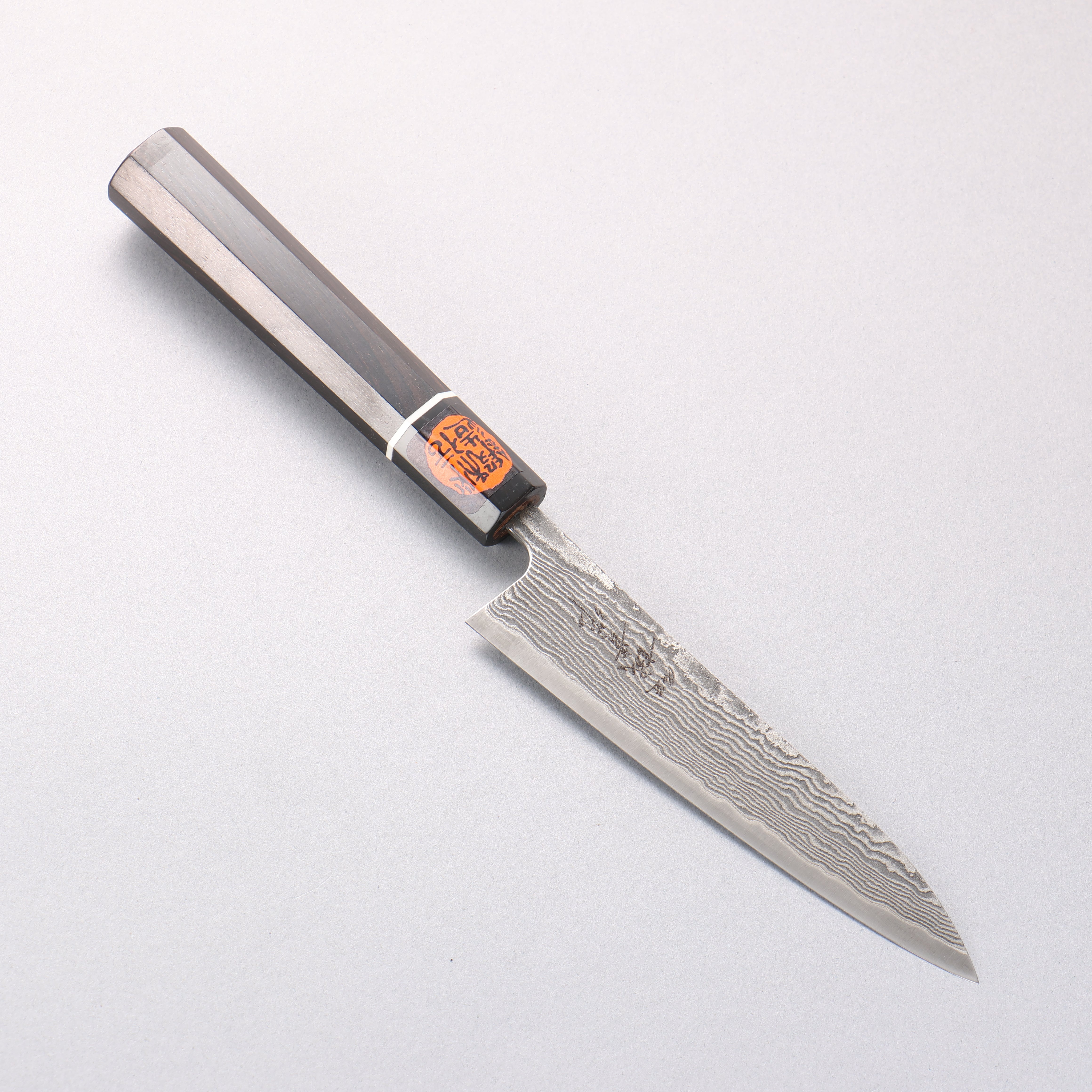 Shigeki Tanaka Habakiri SG2 Damascus Petty-Utility 135mm Ebony Wood Handle - Japanny - Best Japanese Knife