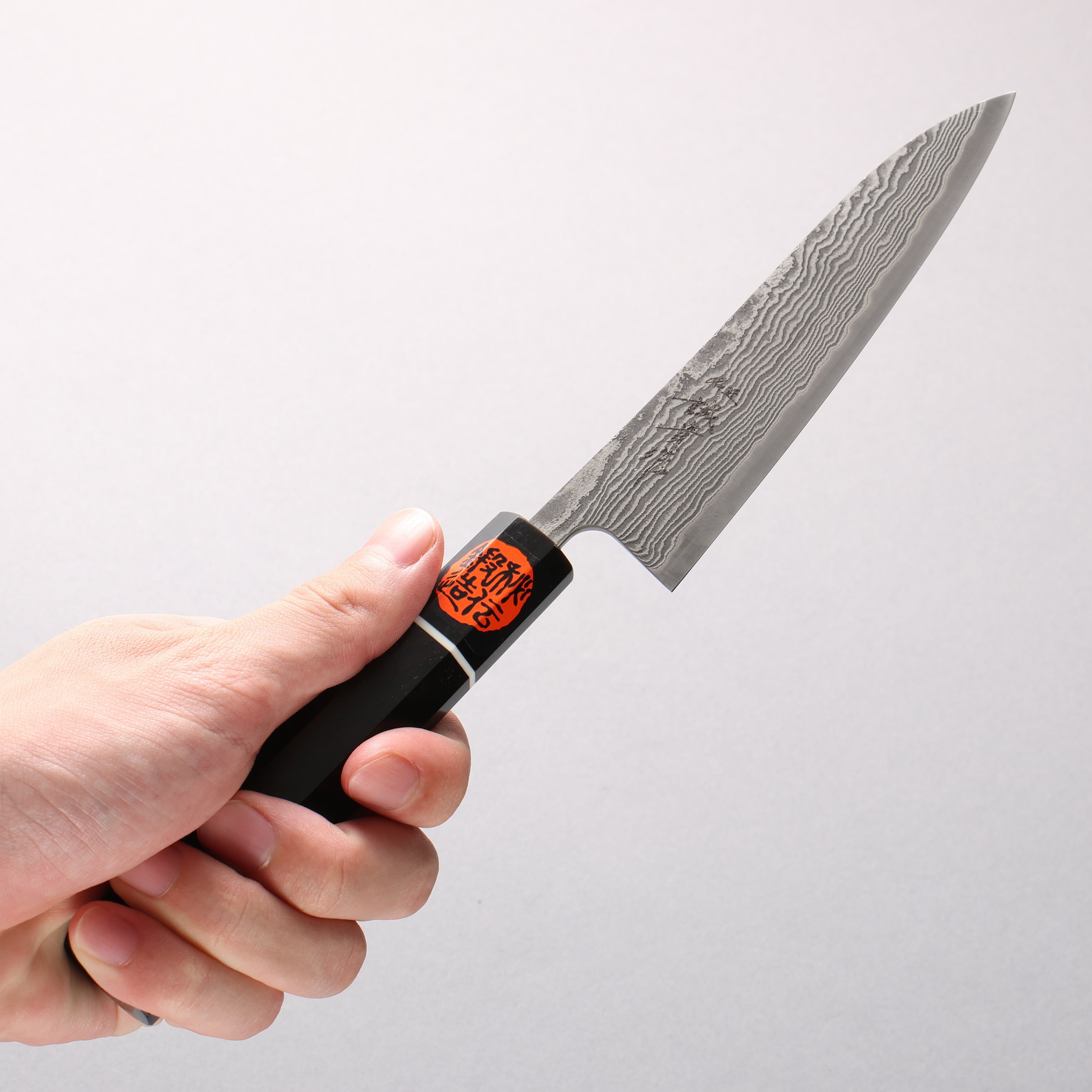 Shigeki Tanaka Habakiri SG2 Damascus Petty-Utility 135mm Ebony Wood Handle - Japanny - Best Japanese Knife