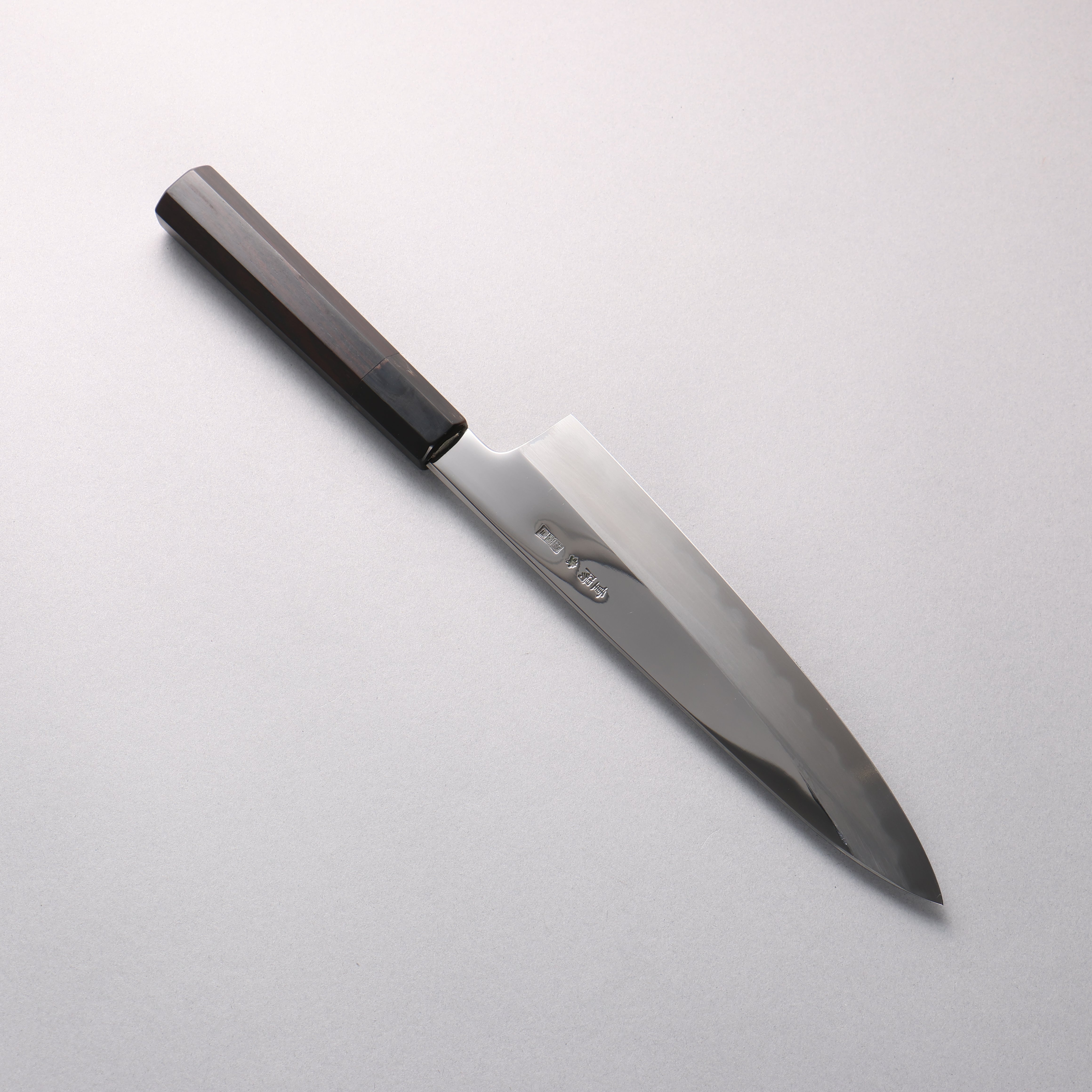Choyo Blue Steel No.1 Mirrored Finish Gyuto 210mm Ebony Wood (ferrule: Black Water Buffalo Horn) Handle