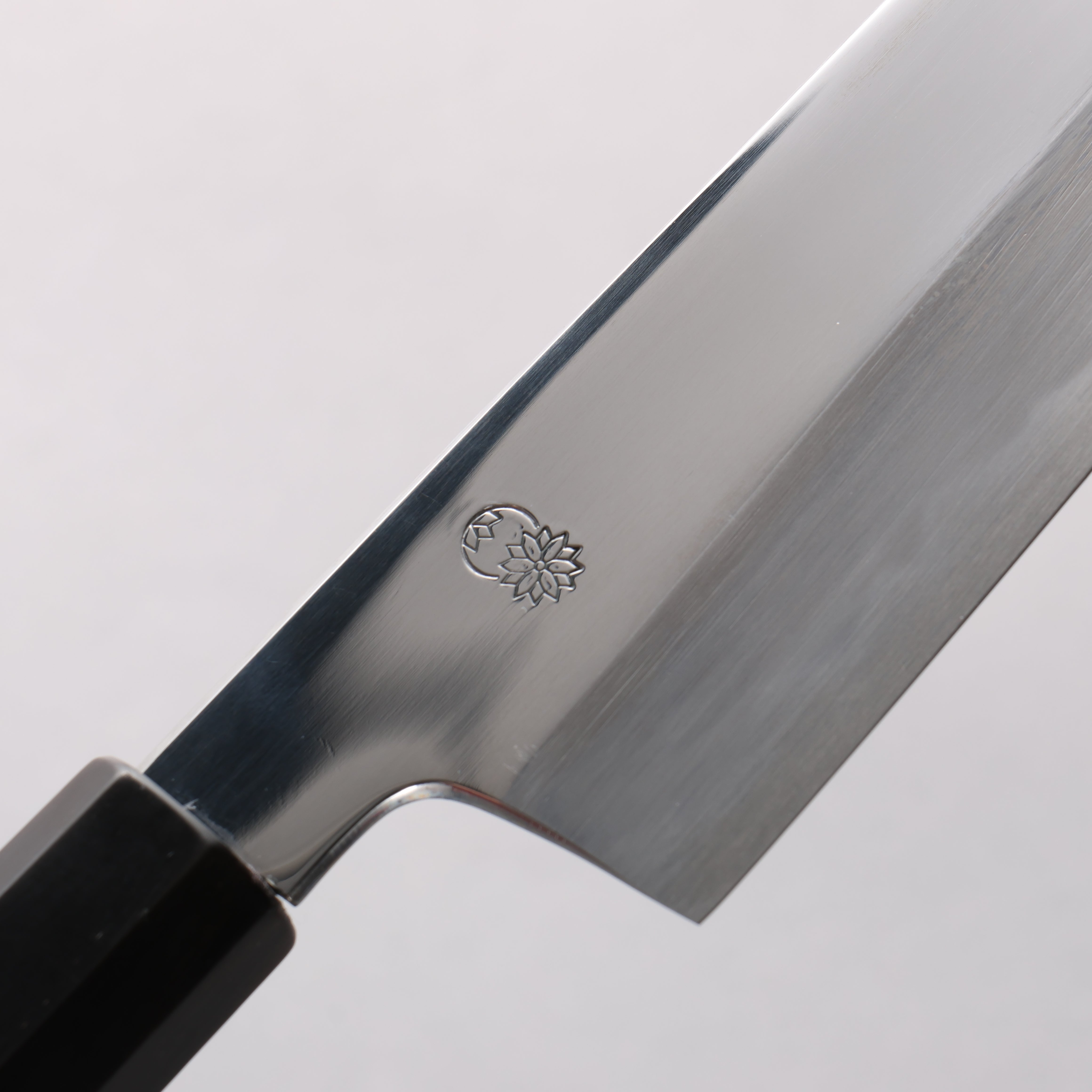 Choyo Blue Steel No.1 Mirrored Finish Gyuto 210mm Ebony Wood (ferrule: Black Water Buffalo Horn) Handle