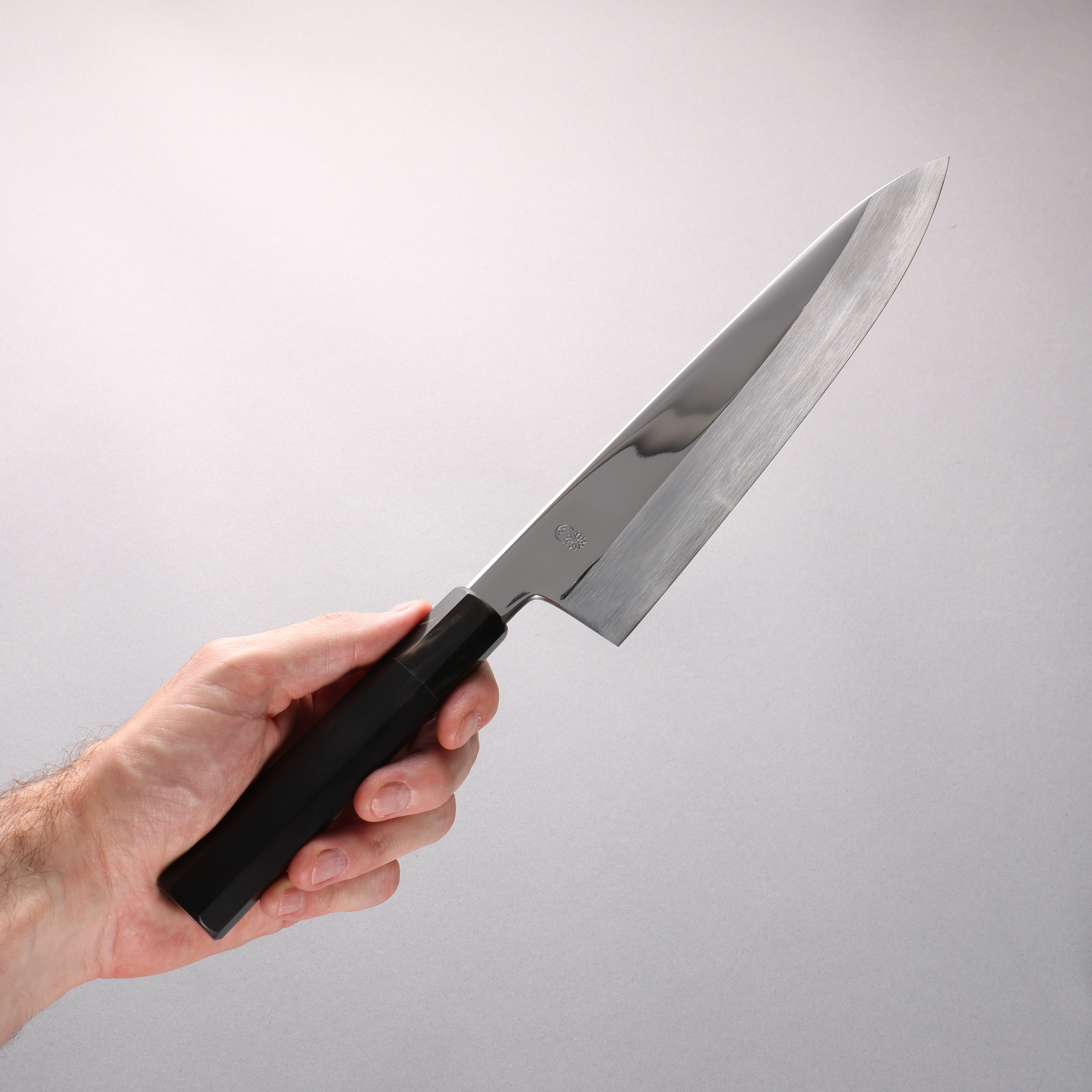 Choyo Blue Steel No.1 Mirrored Finish Gyuto 240mm Ebony Wood (ferrule: Black Water Buffalo Horn) Handle