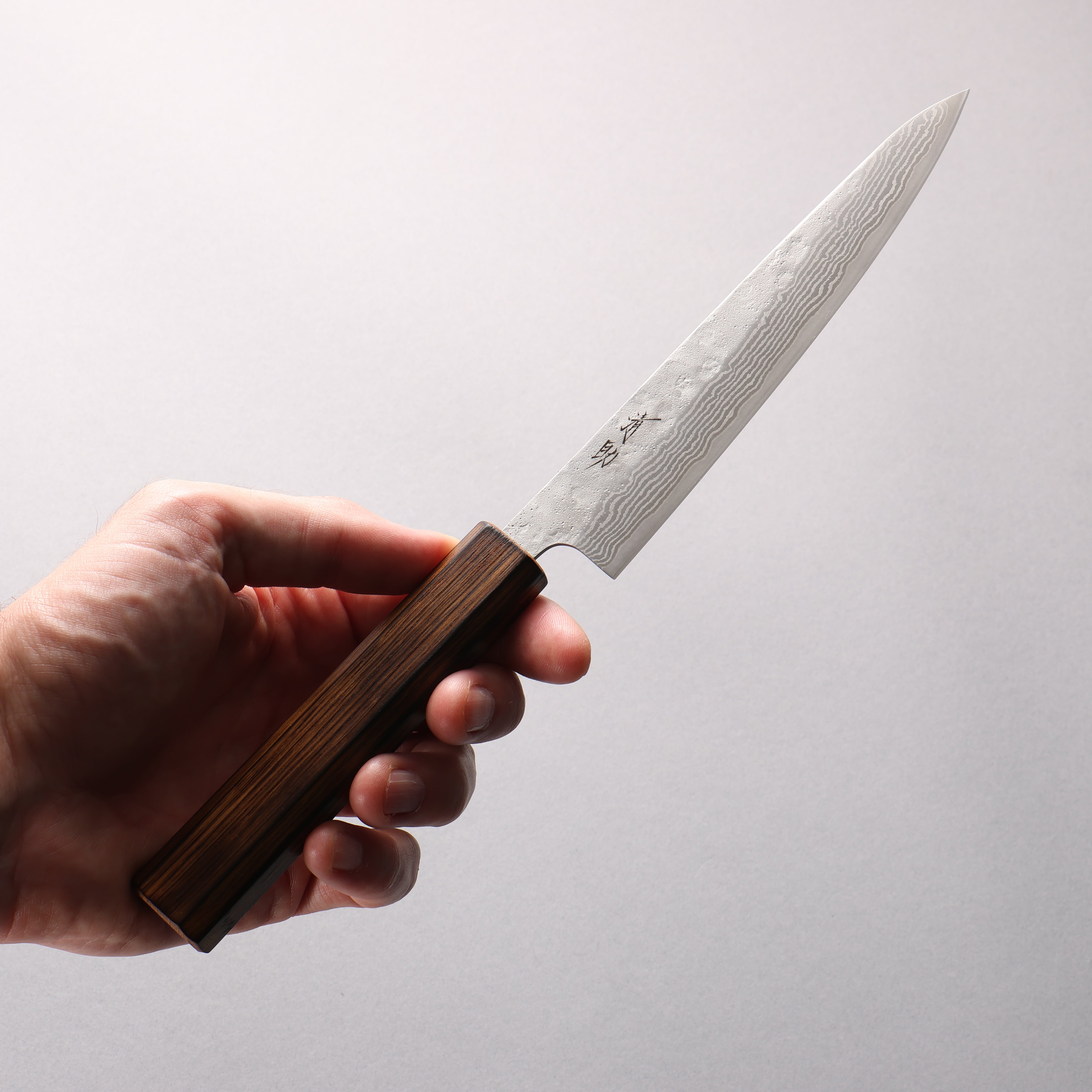 Seisuke Stainless Steel 440C Hammered Damascus Petty-Utility 150mm Oak Handle - Japanny - Best Japanese Knife