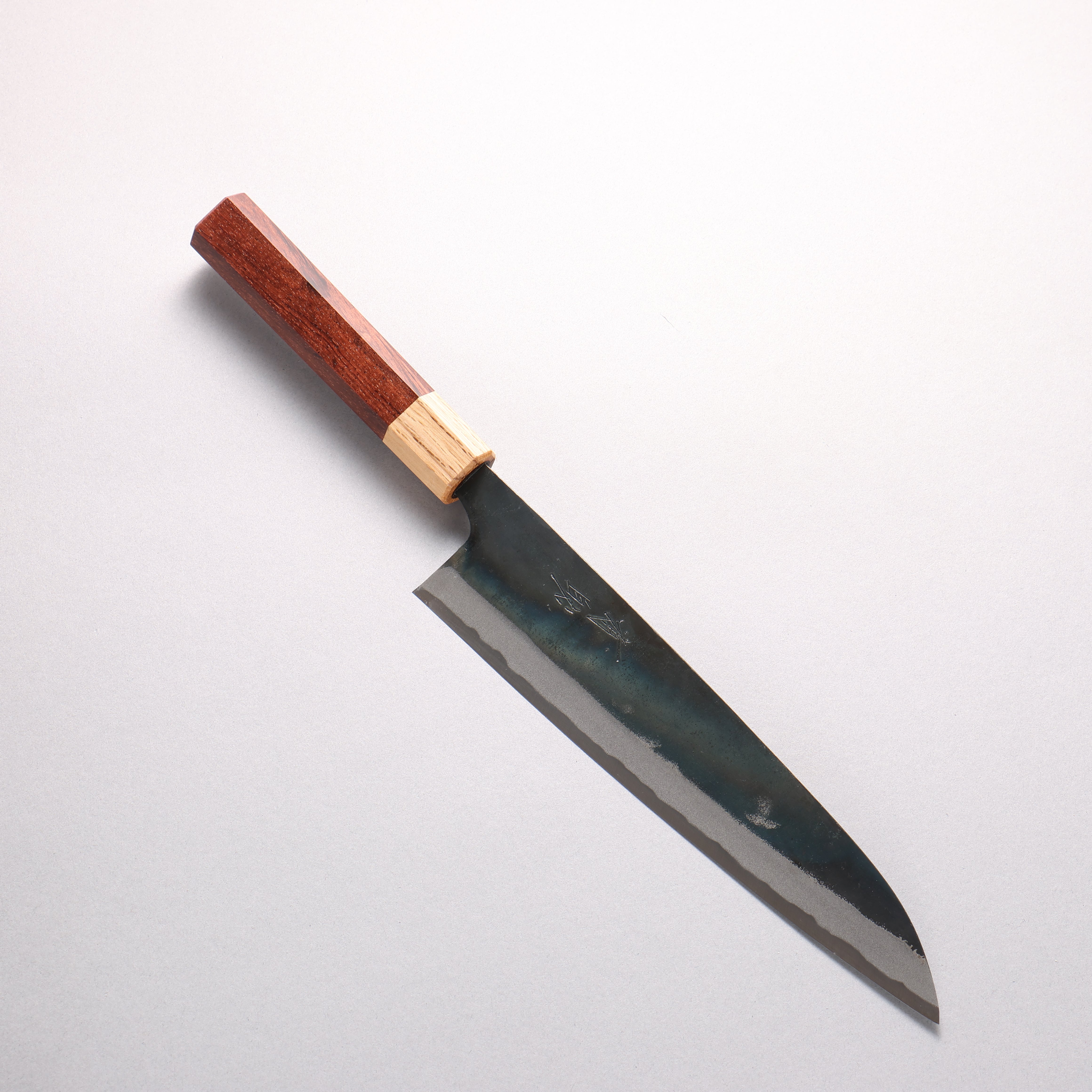 Seisuke Blue Steel No.1 Black Finished Gyuto 210mm Rosewood (ferrule: Oak) Handle