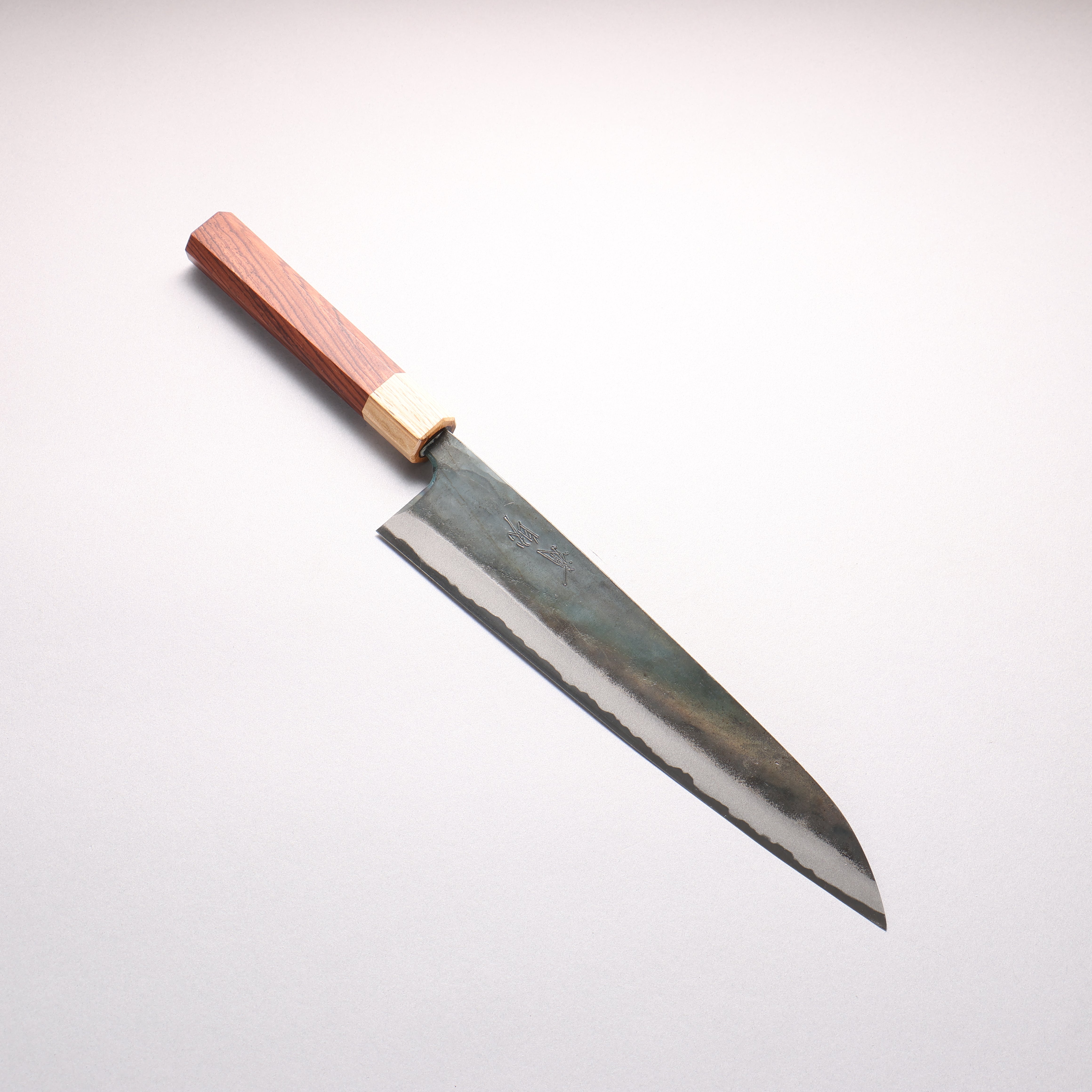 Seisuke Blue Steel No.1 Black Finished Kiritsuke Gyuto 240mm Rosewood (ferrule: Oak) Handle