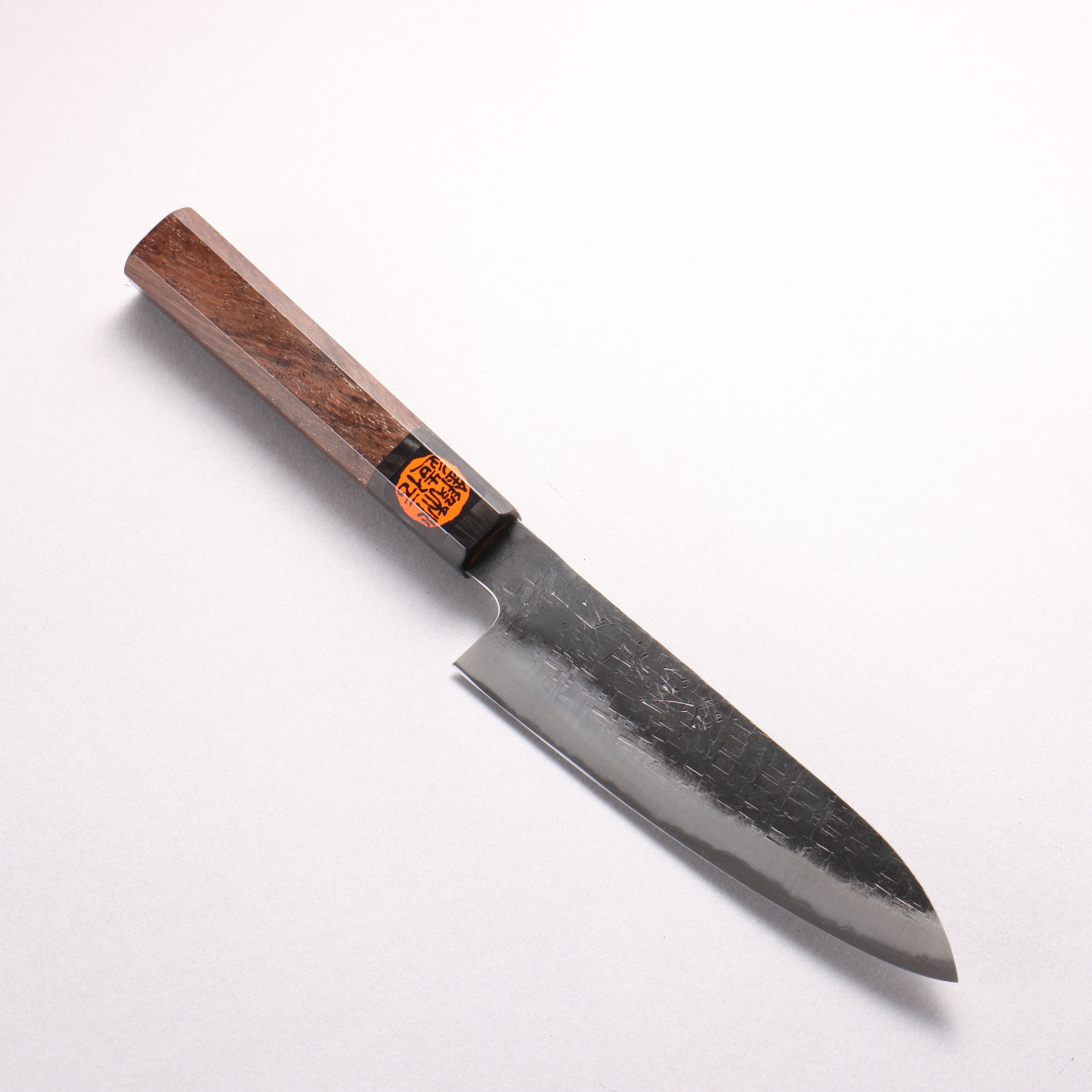 Shigeki Tanaka Blue Steel No.2 Black Finished Hammered(square) Small Santoku 150mm Walnut Handle