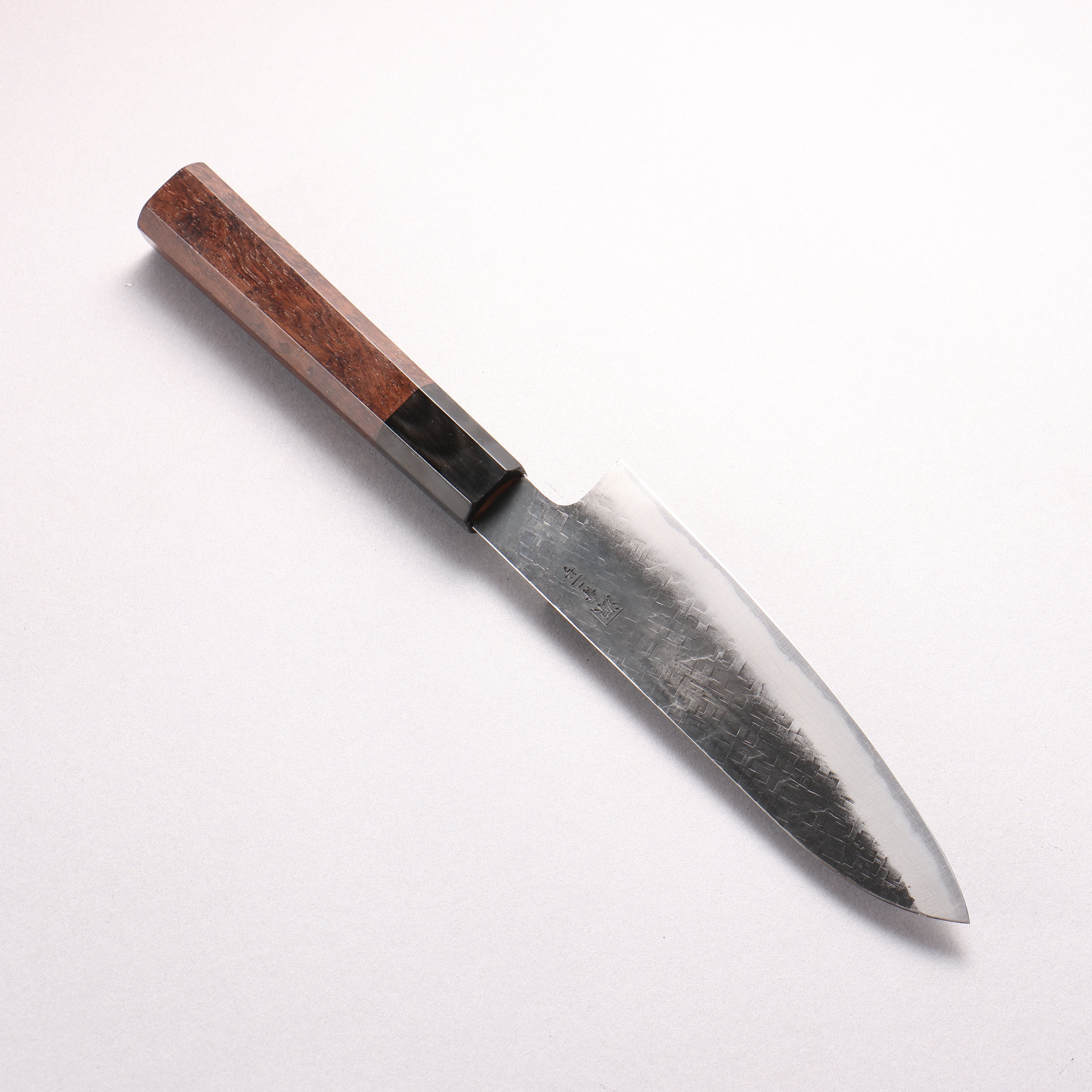 Shigeki Tanaka Blue Steel No.2 Black Finished Hammered(square) Small Santoku 150mm Walnut Handle