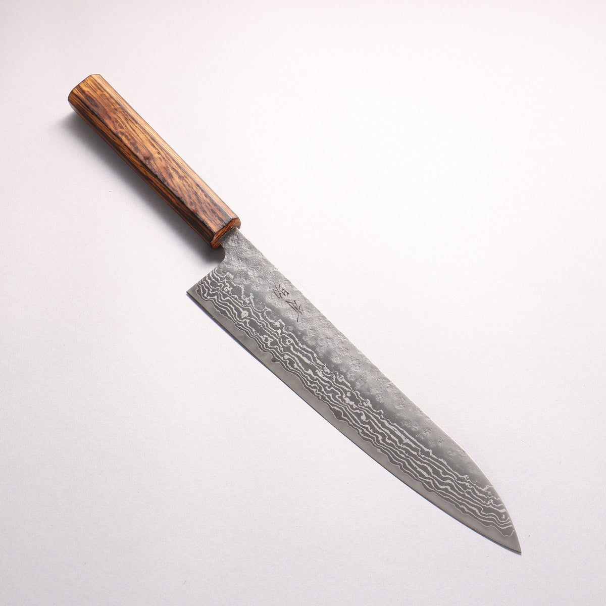 Seisuke Stainless Steel 440C Hammered Damascus Matte Gyuto 240mm Burnt Oak Handle