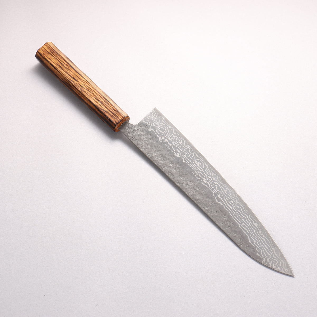 Seisuke Stainless Steel 440C Hammered Damascus Matte Gyuto 240mm Burnt Oak Handle