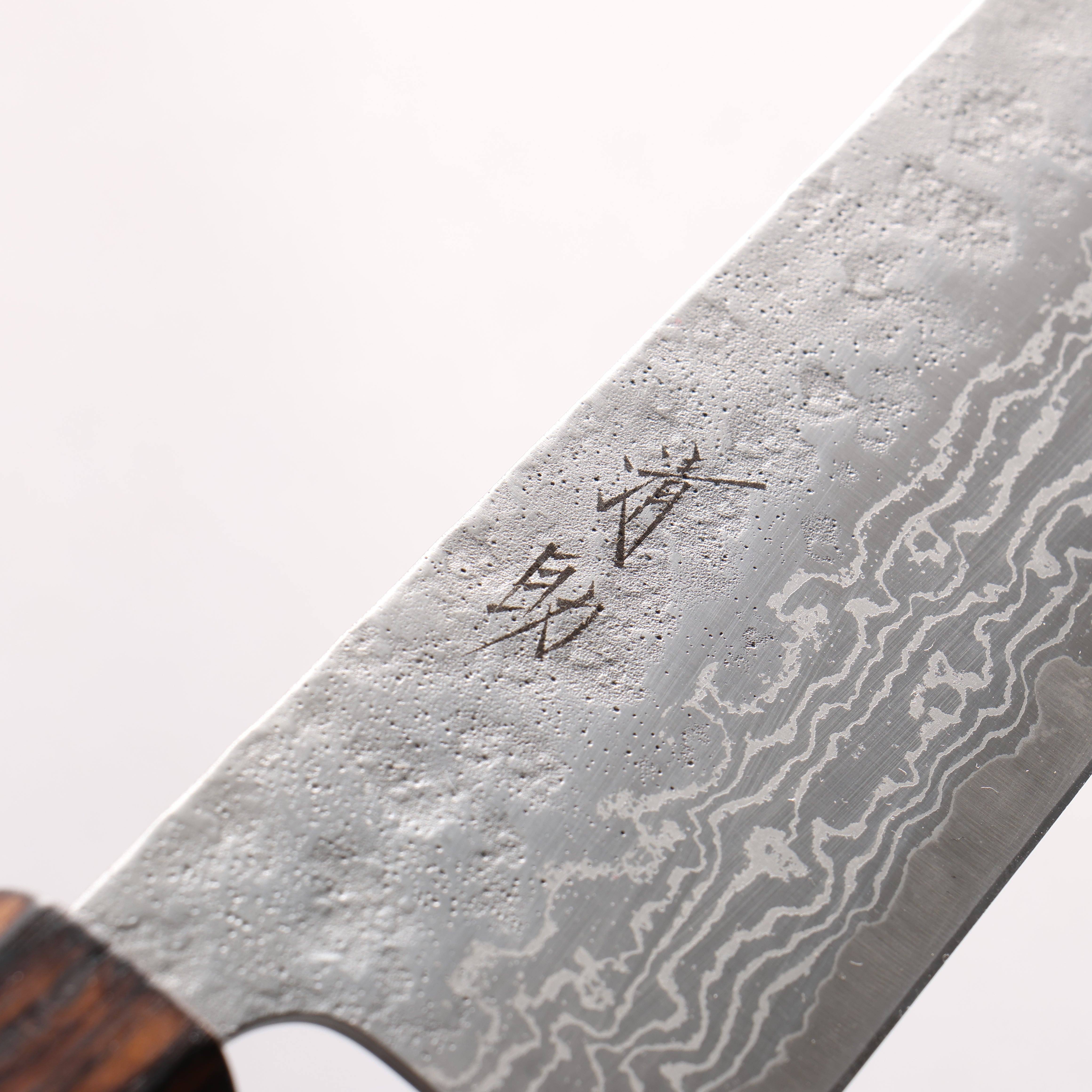 Seisuke Stainless Steel 440C Hammered Damascus Matte Gyuto 240mm Burnt Oak Handle