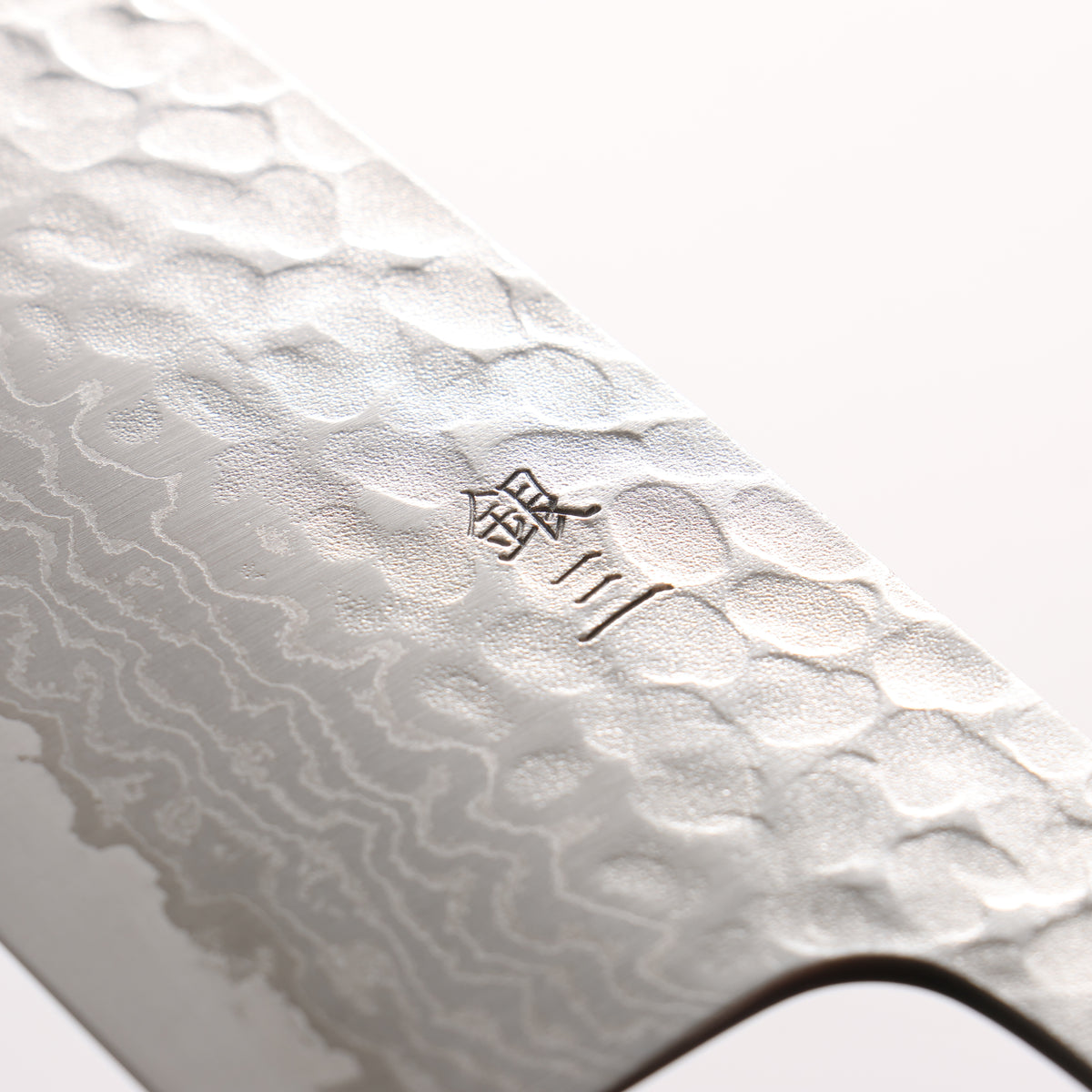 Oul Silver Steel No.3 Hammered Damascus Santoku 165mm Burnt Oak (Lacquered) Handle