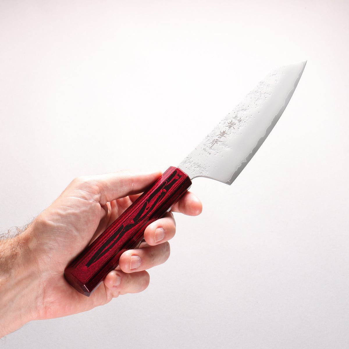 Sakai Takayuki Saikou VG10 Nashiji Kengata Santoku 160mm Brilliant Red Lacquer Color Handle
