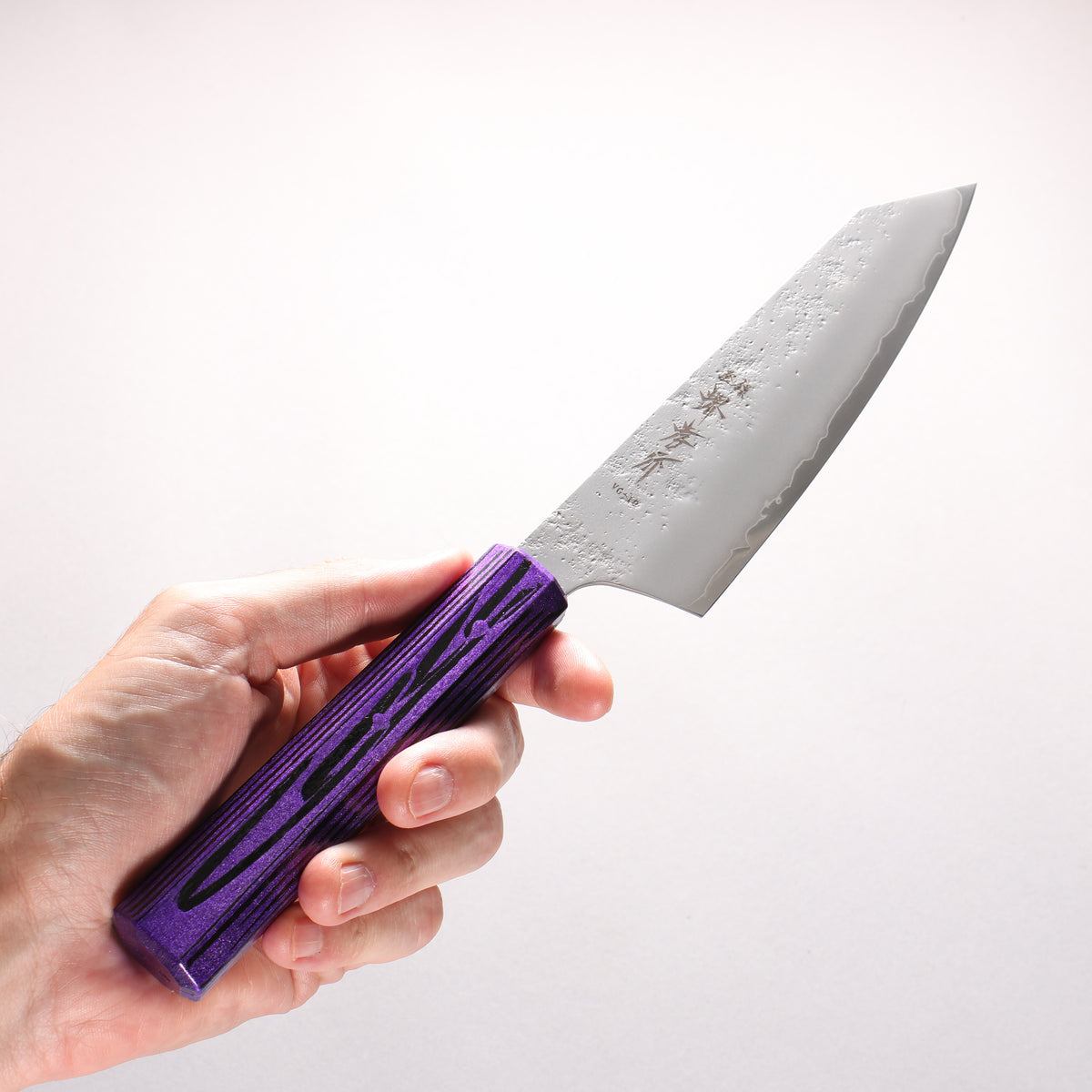 Sakai Takayuki Saikou VG10 Nashiji Kengata Santoku 160mm Brilliant Purple Lacquer Color Handle