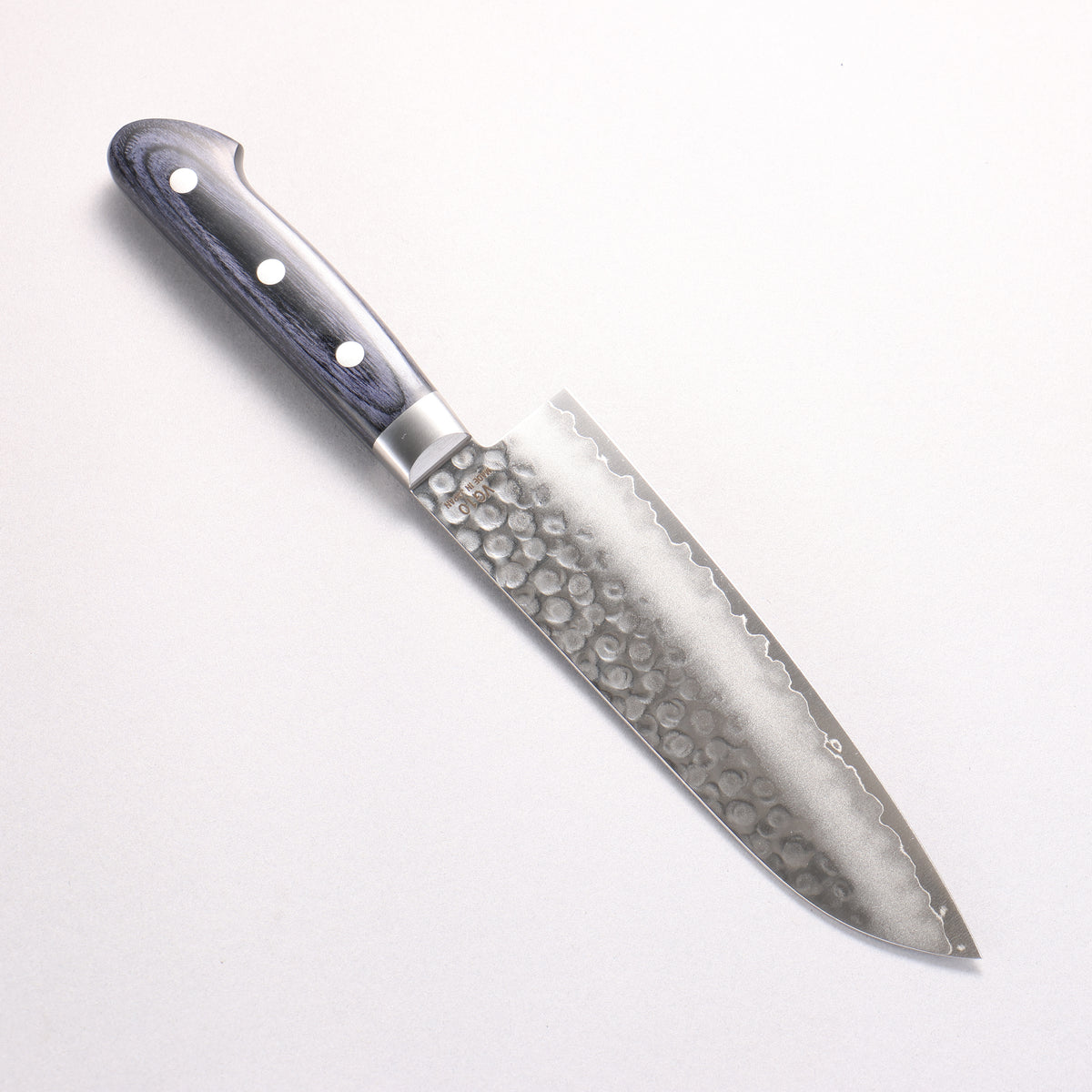 Higuchi VG10 Hammered Santoku 180mm Navy blue Pakka wood Handle