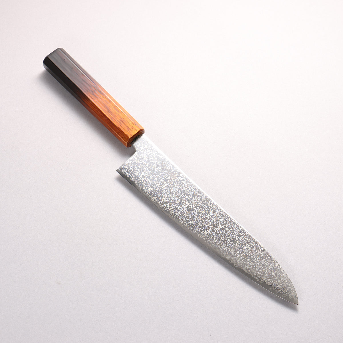 Kanjyo SG2 Damascus Gyuto 210mm Burnt Wood Lacquered Handle