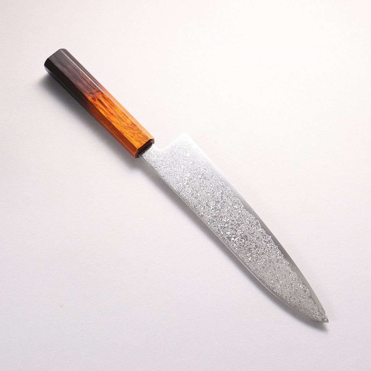 Kanjyo SG2 Damascus Gyuto 210mm Burnt Wood Lacquered Handle