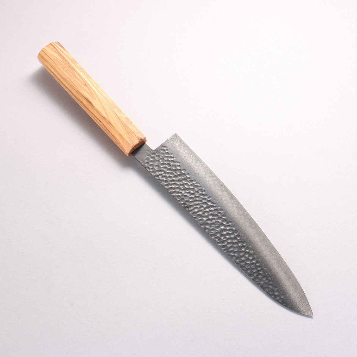 Oul VG10 Hammered Damascus Black dyeing Gyuto 210mm Olive tree Handle
