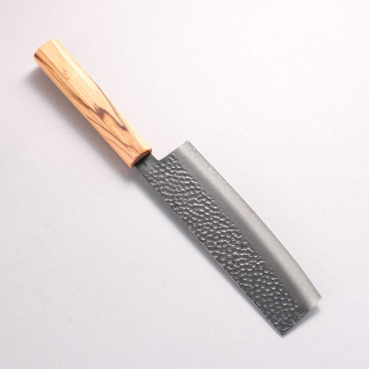 Oul VG10 Hammered Damascus Black dyeing Nakiri 170mm Olive tree Handle