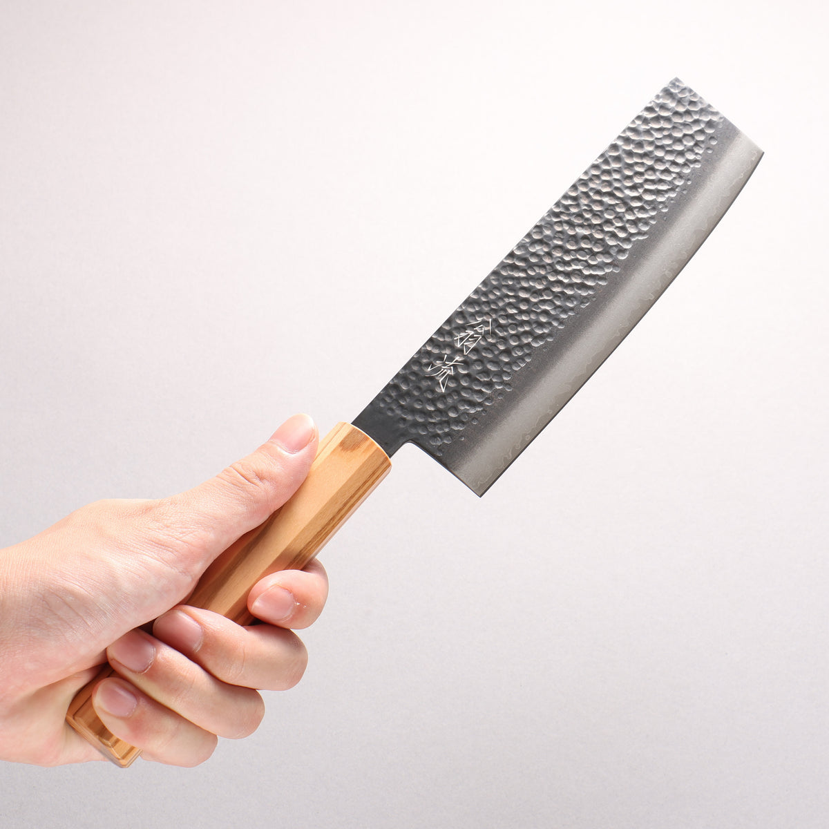 Oul VG10 Hammered Damascus Black dyeing Nakiri 170mm Olive tree Handle