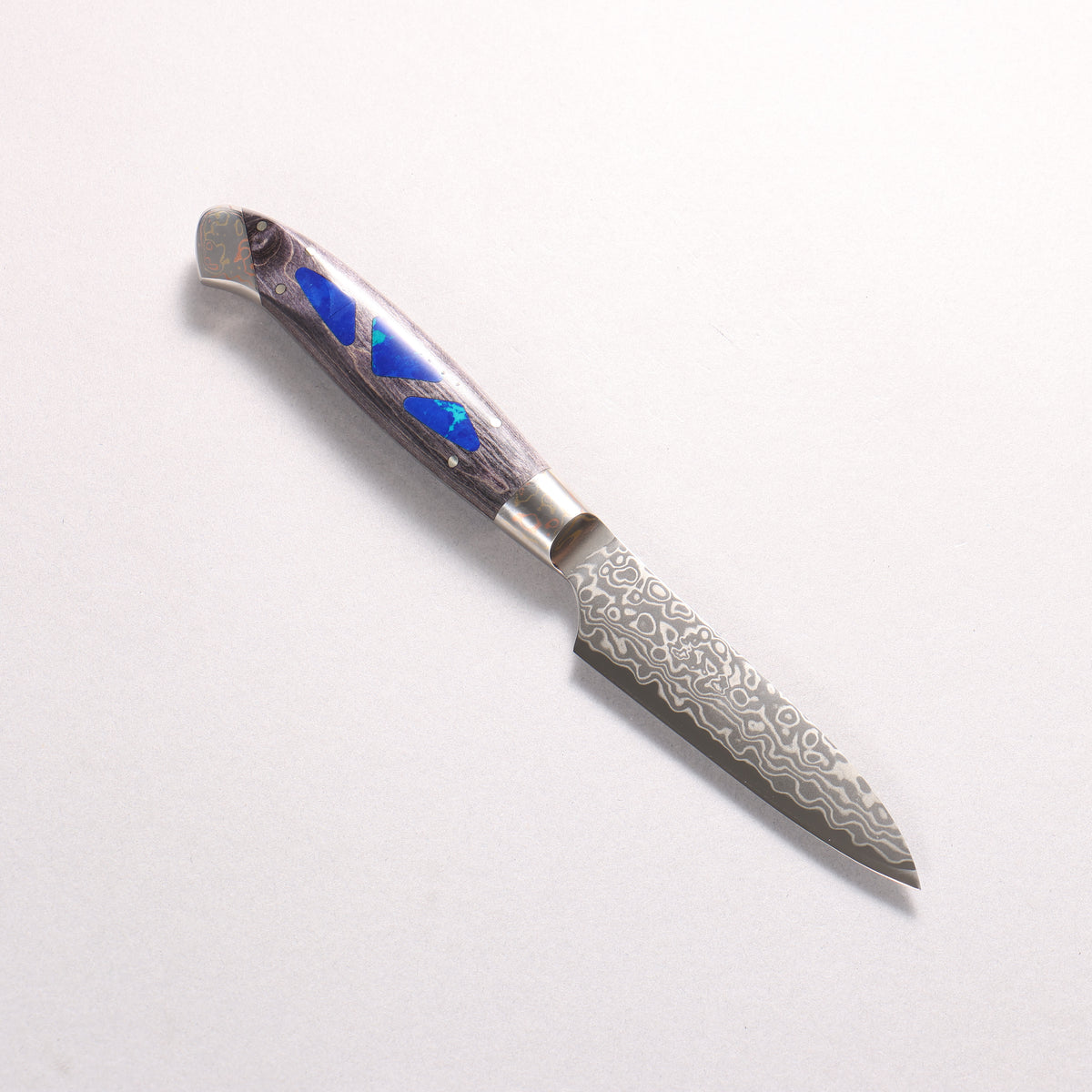 Kajin ZDP189 Damascus Migaki Finished Petty-Utility 95mm Stabilized Wood With Gemstone Inlayed Handle