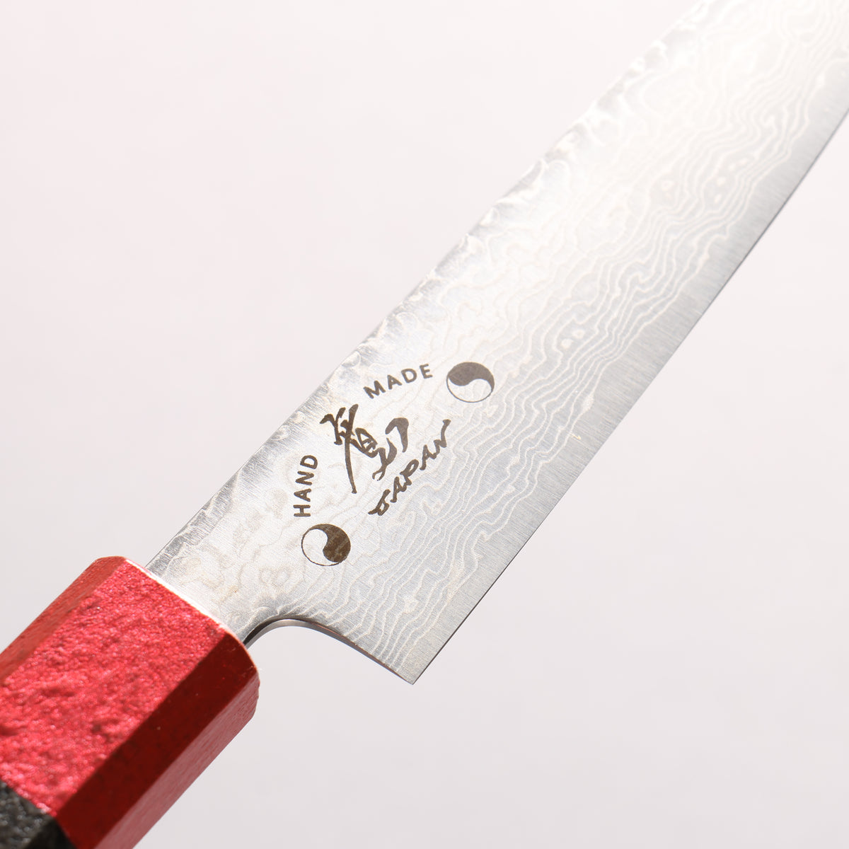 Hiroshi Suzuki SPG STRIX Mirrored Finish Damascus Petty-Utility 120mm Black Lacquered (ferrule: Red color) Handle