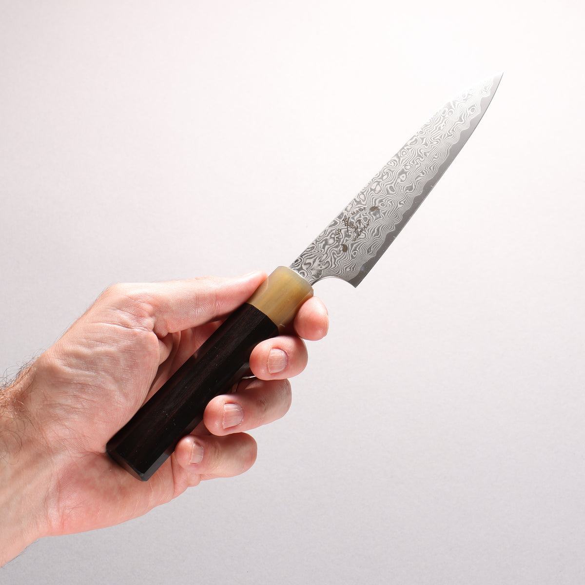 Hiroshi Suzuki ZDP189 Mirrored Finish Damascus Petty-Utility 140mm Ebony Wood (ferrule: White Water Buffalo Horn) Handle
