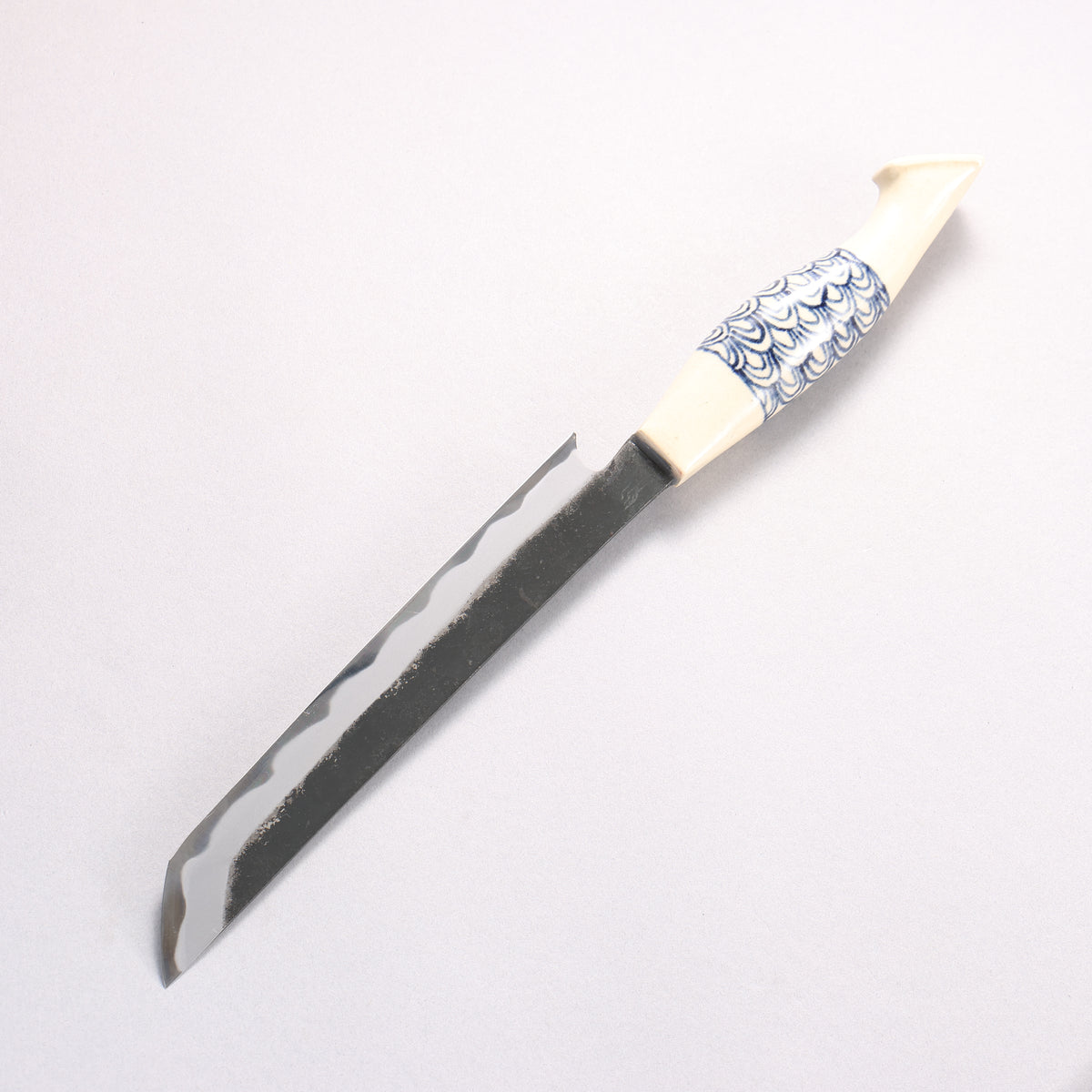 Yuma Oba Blue Steel No.2 Black Finished Sakimaru Sujihiki 180mm Ceramic Handle - Japanny - Best Japanese Knife